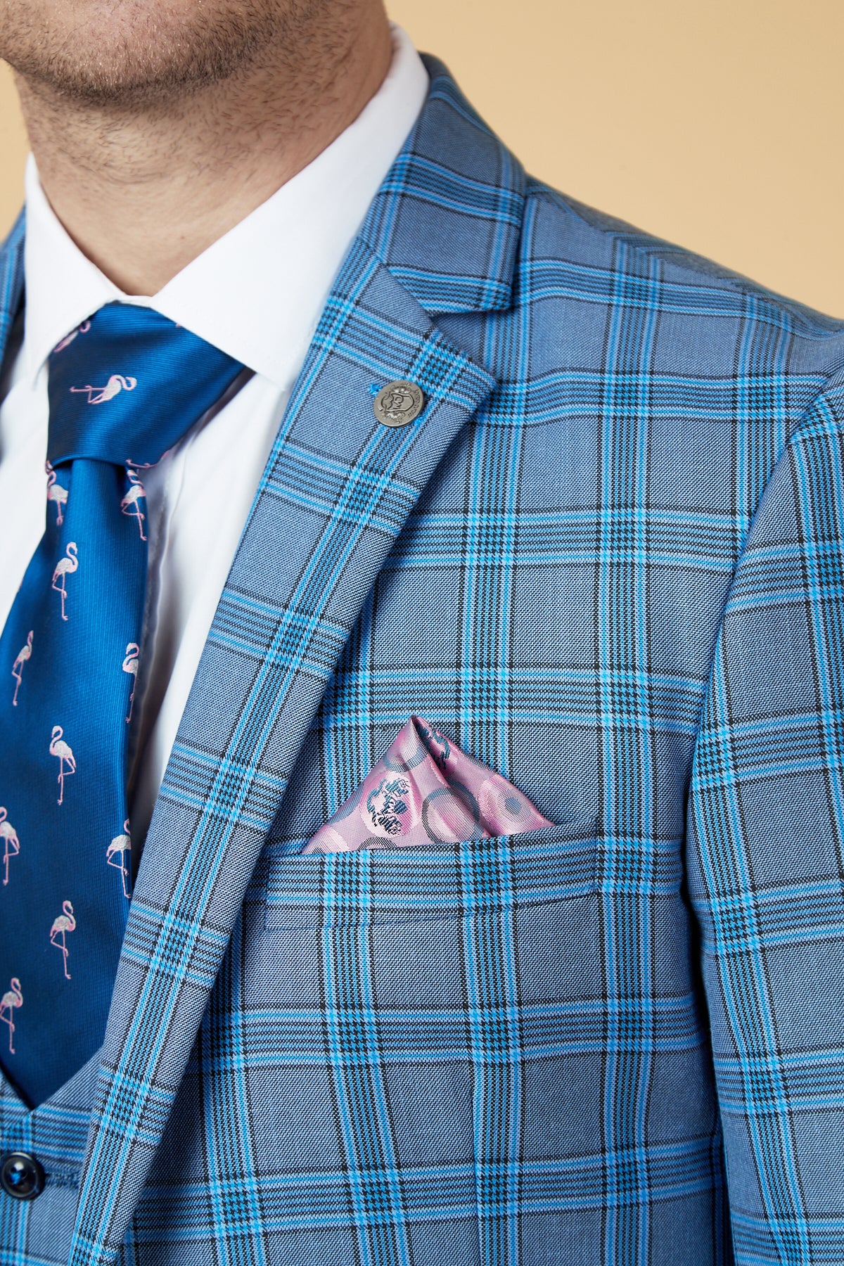 Stylish Sky Blue Checkered Blazer for Men - Trendy Casual & Formal Wear - Perfect for Office, Parties & Special Occasions