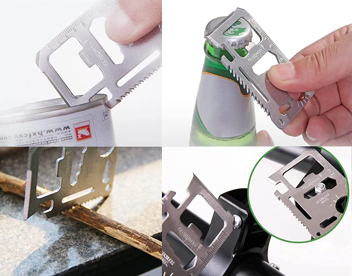 GUARDMAN 11-in-1 Survival Credit Card Multitool Set (2 Pack) - Tactical Wallet Tool with Bottle Opener, Knife & 9 Functions - Perfect Father's Day, Birthday Gift for Men - Ideal for Camping, Hiking & Emergency Preparedness