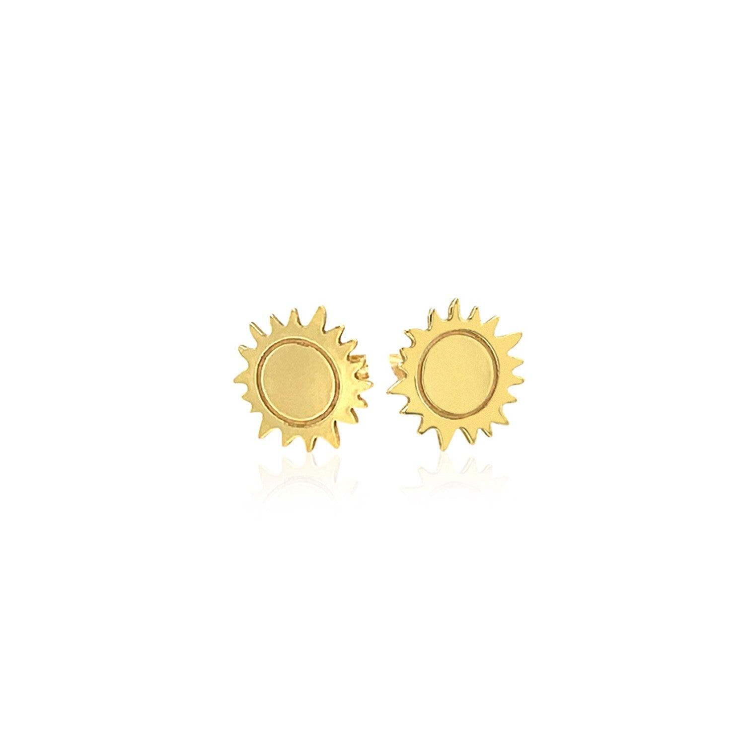 14K Yellow Gold Sun Earrings for Women - Elegant Dainty Hoop Earrings, Perfect for Everyday Wear, Gifts, and Special Occasions
