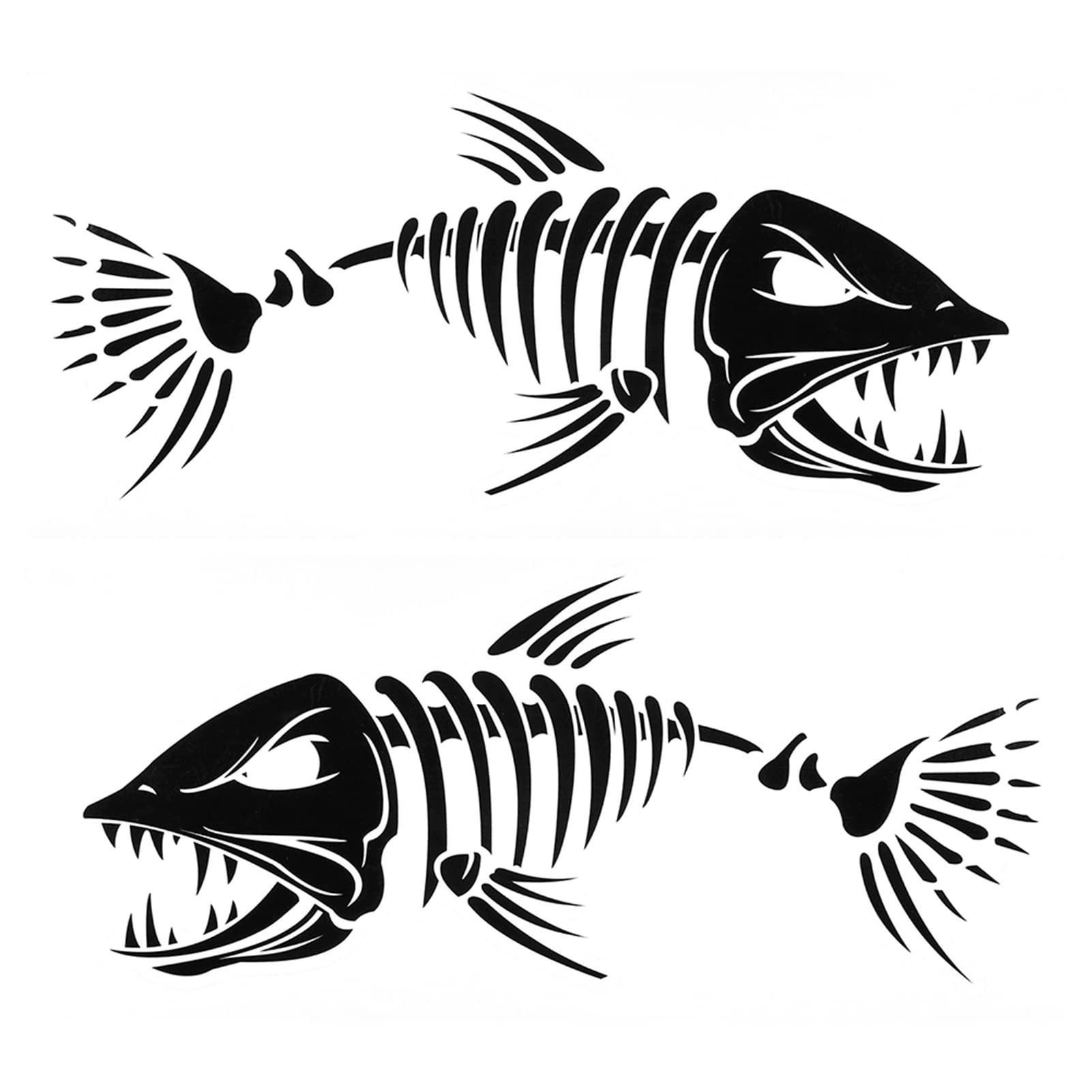 Homtoozhii 2-Pack Skeleton Fish Teeth Decals - Waterproof Vinyl Stickers for Fishing Boats, Kayaks & Canoes - Perfect for Outdoor Water Sports and Marine Decor