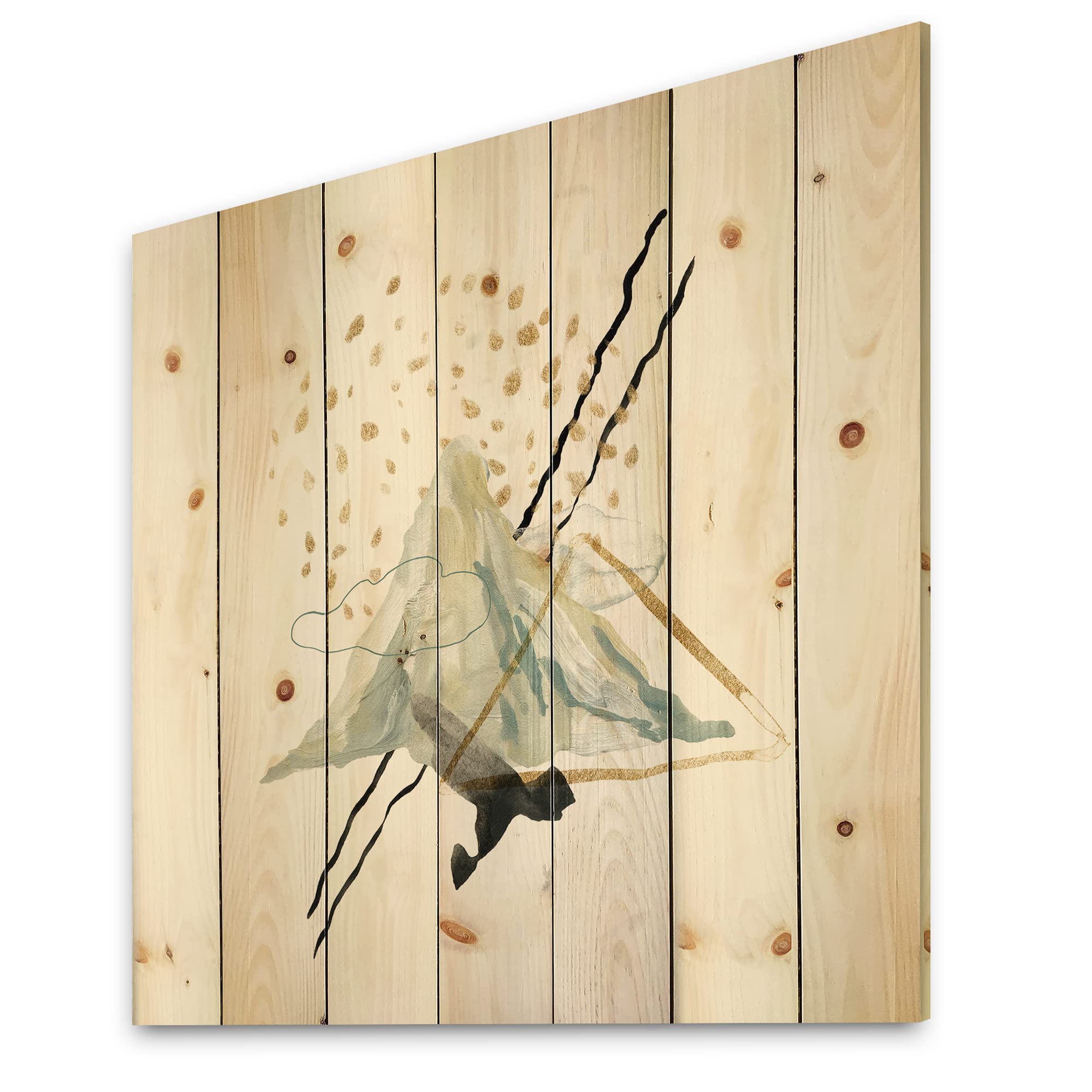 Abstract Landscape Gouache Wall Art - Modern Mountain Sky Wood Panel Decor, Blue Contemporary Print on Natural Pine - Perfect for Living Room, Bedroom & Office Décor