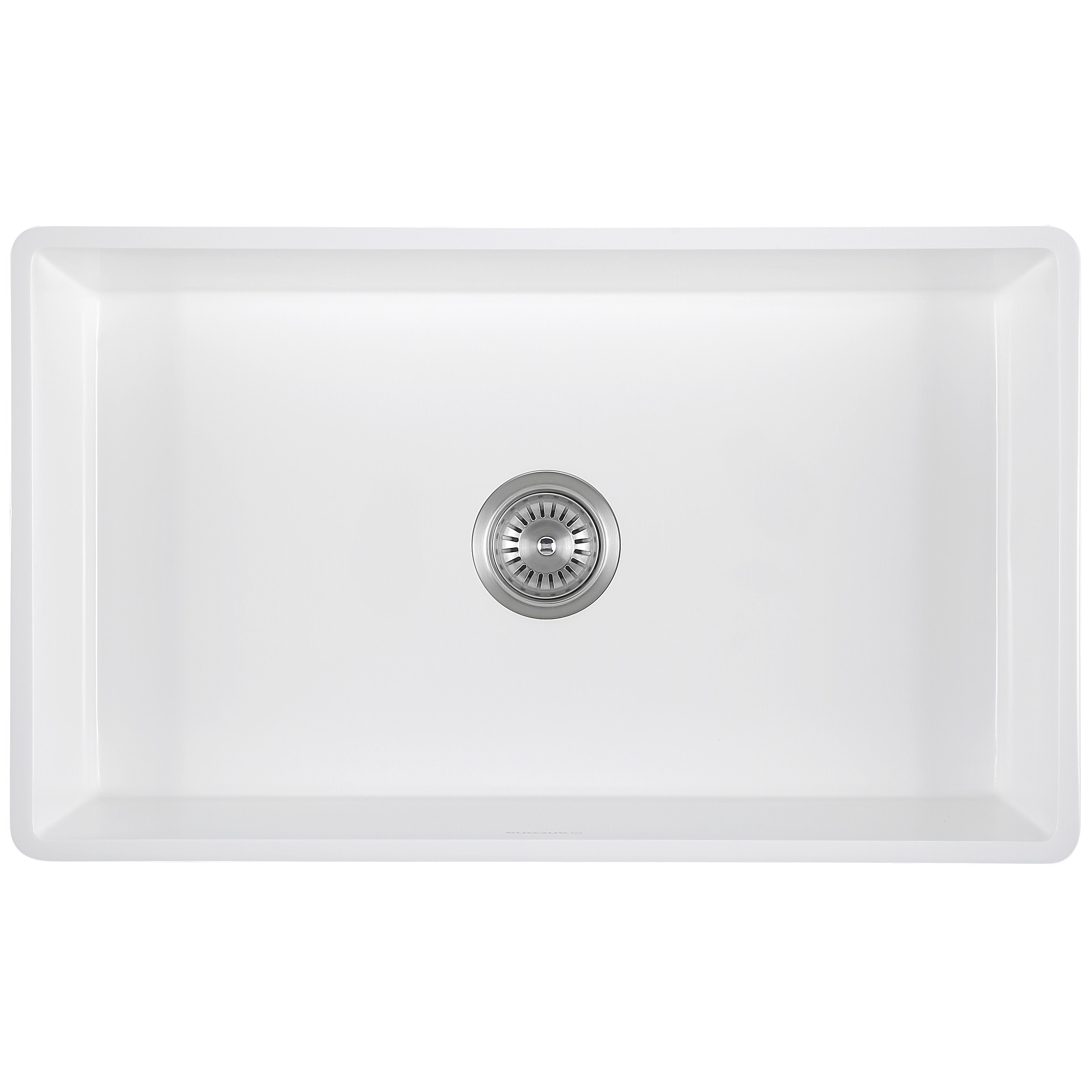 Holbrook Pure Stone Farmhouse 30-inch White Single Bowl Kitchen Sink with Grid & Strainer - Perfect for Modern Farmhouse, Rustic & Contemporary Kitchen Designs