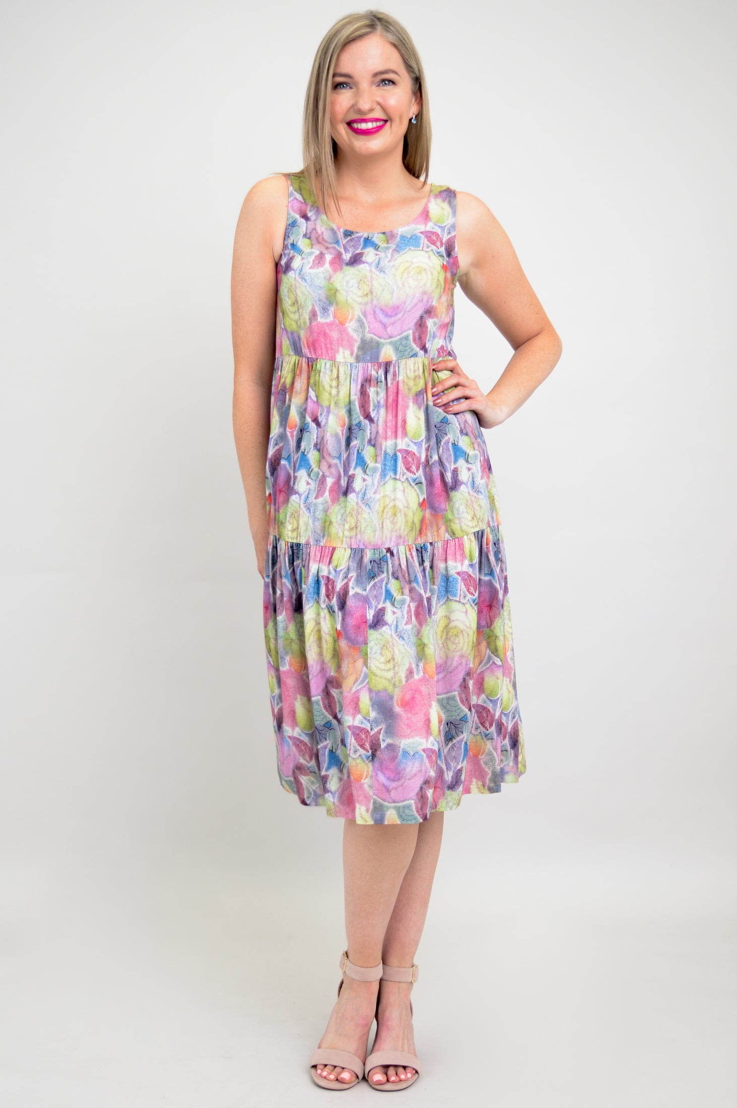 Juni Dress in Rosebud Print - Linen Bamboo Blend for Women | Perfect for Summer Outfits, Beach Vacations & Casual Wear