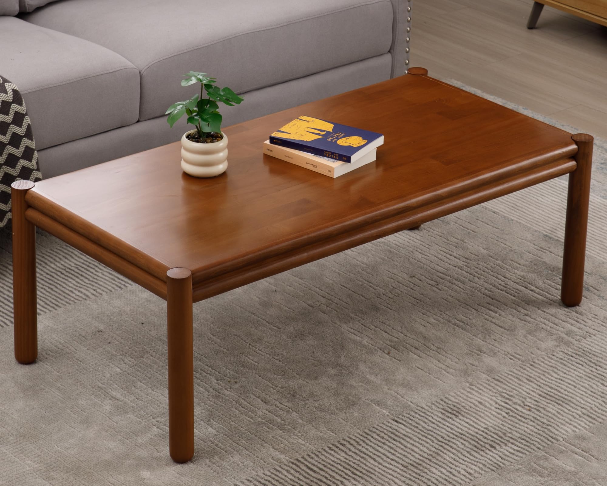 Mid Century Modern Walnut Coffee Table for Living Room - Home Decor