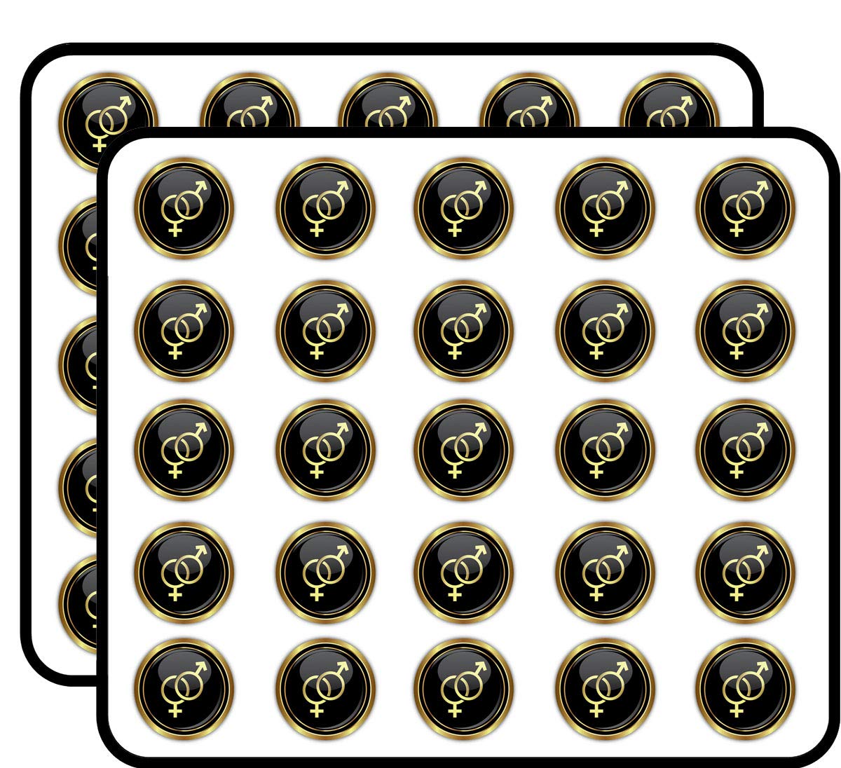 Gold Male and Female Symbol Stickers - 50 Pack for Scrapbooking, DIY Crafts, Bullet Journals, Albums, Calendars - Perfect for Gender Reveal Parties, Baby Showers, and Arts Projects