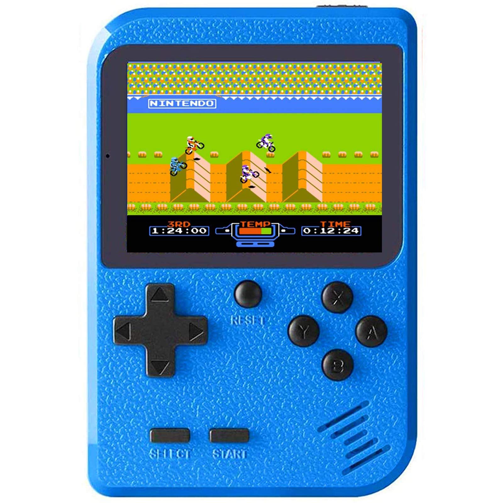 Retro Handheld Game Console for Kids & Adults - 3 Inch Screen, 400 Classic FC Games, AV TV Output, Portable Gaming Device (Blue) - Perfect for Travel, Gifts, and Family Entertainment