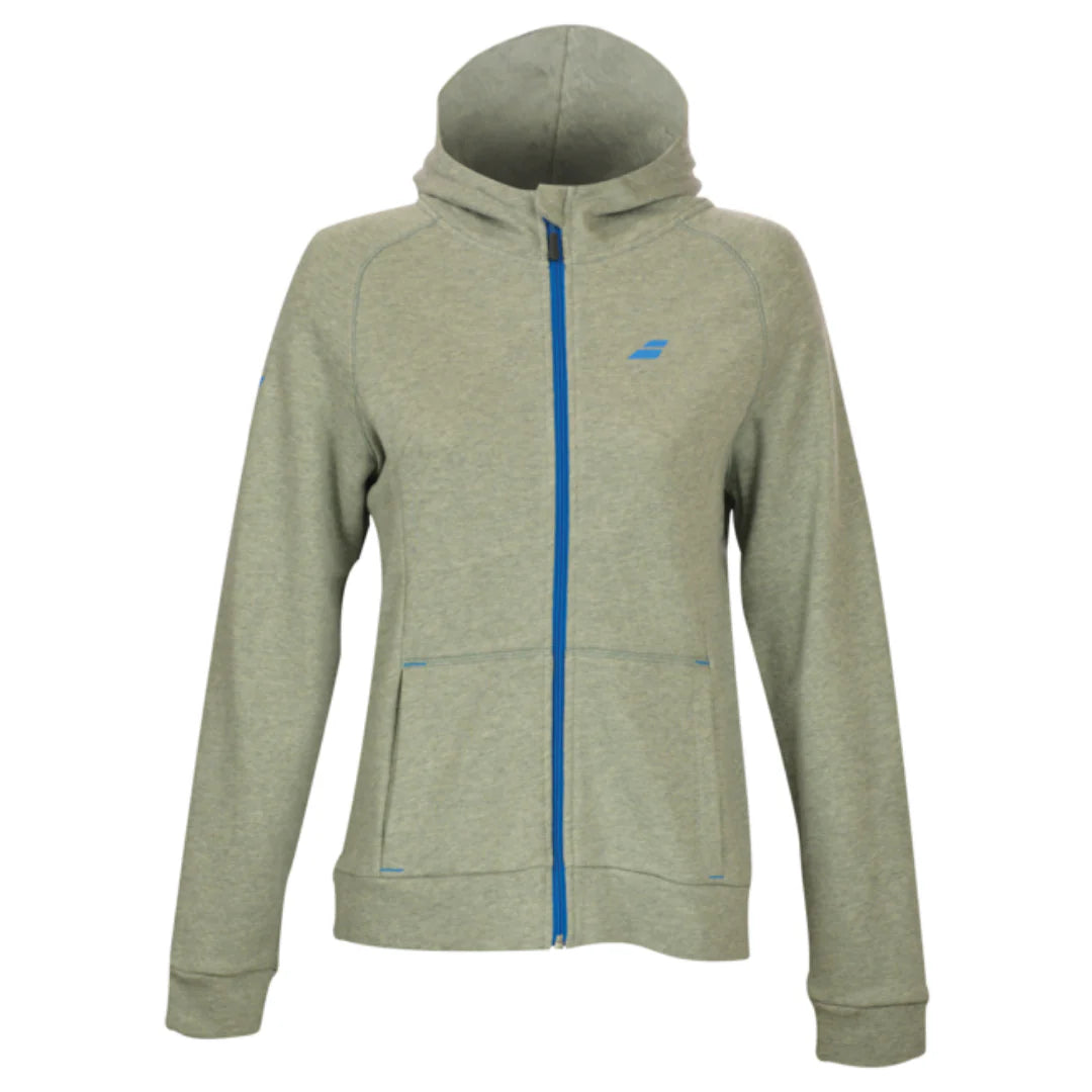 Babolat Girls Core Hooded Sweatshirt - High Rise Heather Grey Cotton Pullover for Tennis & Casual Wear