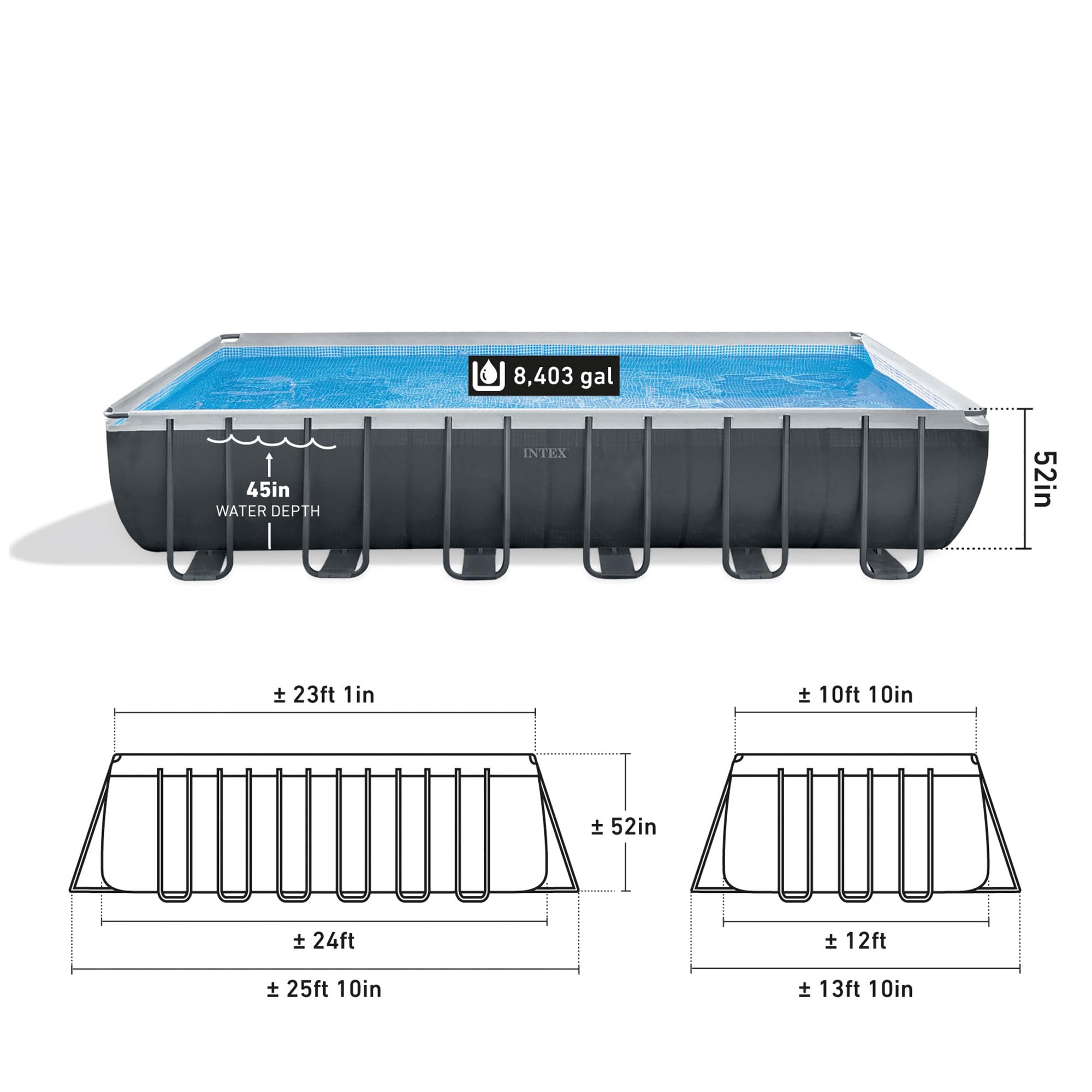 INTEX ZX100 Auto Pressure Side Pool Cleaner for 24ft x 12ft x 52in Rectangular Ultra XTR Frame Swimming Pool with Pump - Ideal for Backyard, Inground & Above Ground Pool Maintenance