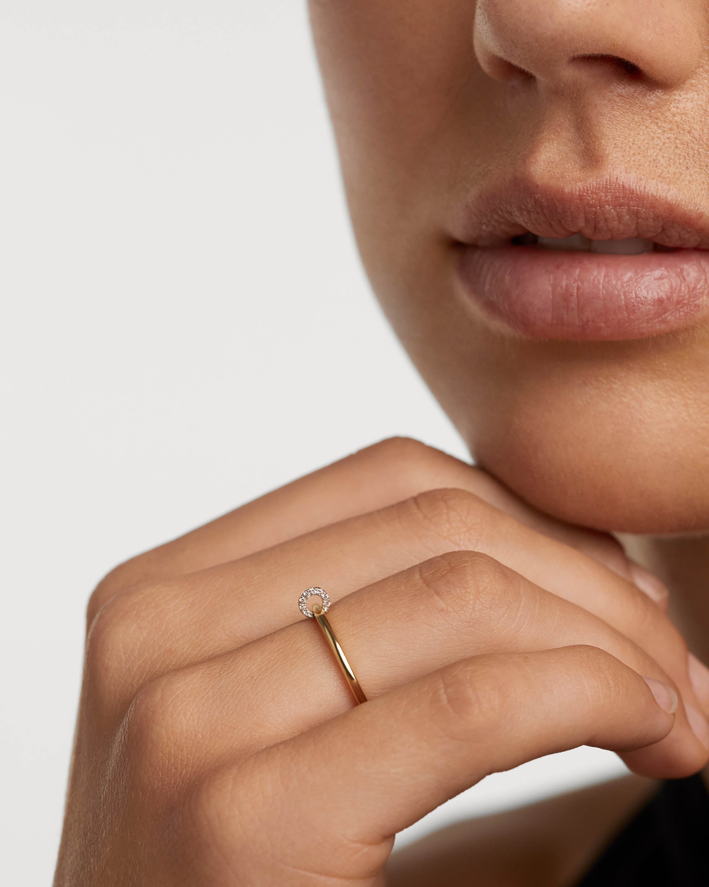 14K Gold Diamond Loop Ring for Women - Elegant Stackable Band for Everyday Wear, Anniversary & Wedding Jewelry Gift