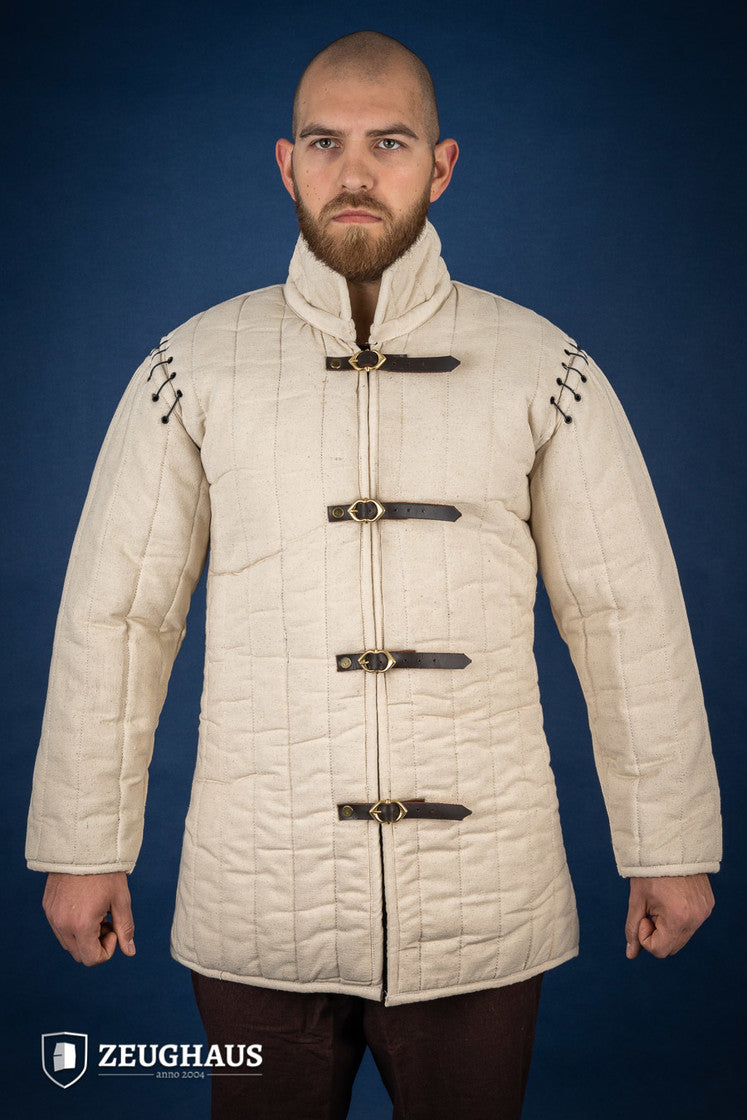 Medieval Gambeson with Detachable Laced Arms - Natural Color Historical Armor for LARP, Cosplay & Renaissance Fairs
