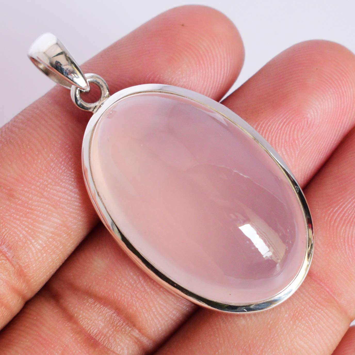 Rose Quartz Gemstone 925 Sterling Silver Pendant Necklace - Handmade Healing Crystal Jewelry Gift for Women, Girlfriend, Wife | Perfect for Meditation, Spiritual Healing & Everyday Elegance