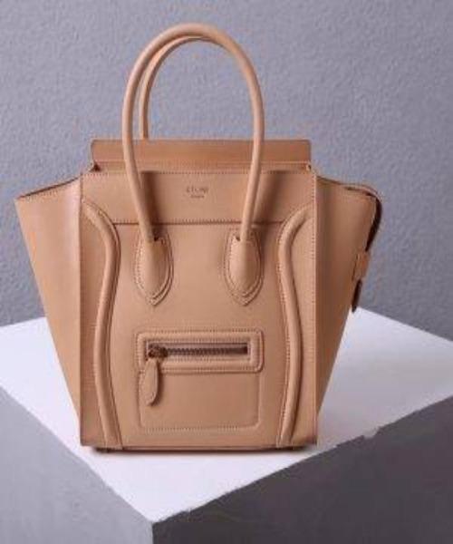 Celine Mini Luggage Handbag in Drummed Calfskin Leather - Brown Crossbody Bag for Women | Perfect for Work, Travel & Everyday Use