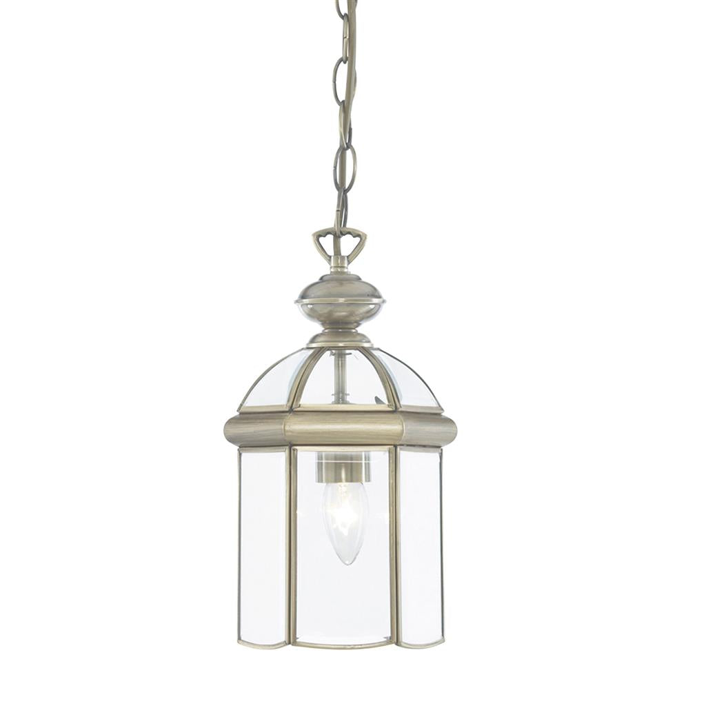 Antique Brass/Chrome Glass Bevelled Domed Lantern Pendant Light - Perfect for Entryway, Dining Room, and Patio Lighting