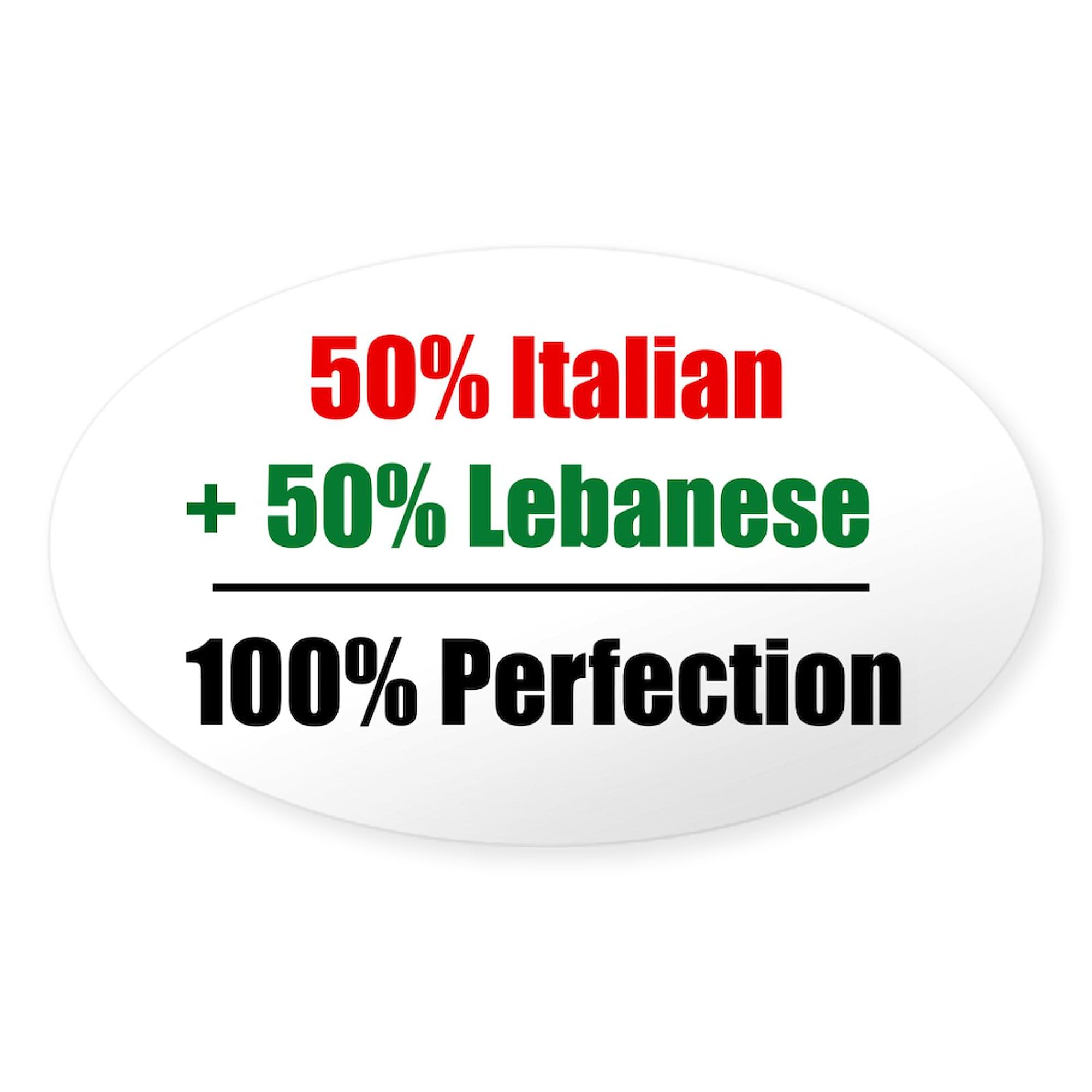 Half Italian Half Lebanese Oval Car Bumper Sticker - Waterproof Vinyl Decal for Cars, Laptops, Windows - Show Your Heritage Pride