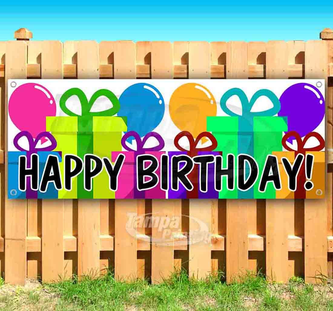 Happy Birthday Banner 13 oz - Heavy Duty Vinyl Party Decor with Metal Grommets | Single-Sided Non-Fabric Sign for Birthday Parties, Celebrations & Events