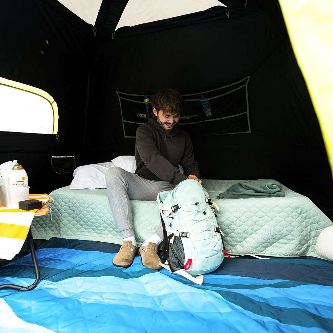 Instant Cabin Tent with Blackout Technology | Large Family Pop Up Dark Room Tent for Easy Camp Setup | Includes Storage Pockets | Perfect for Outdoor Camping, Hiking, and Backyard Adventures