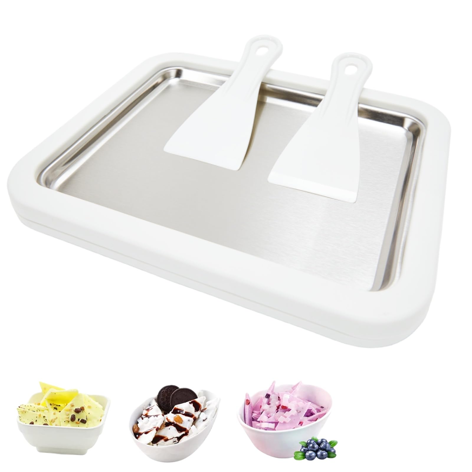 Best Ice Cream Maker Machine for Homemade Frozen Yogurt & Rolled Ice Cream - Quick & Easy DIY Dessert Maker for Family Fun & Kids Activities - Perfect for Parties, Summer Treats & Hands-on Learning (White)