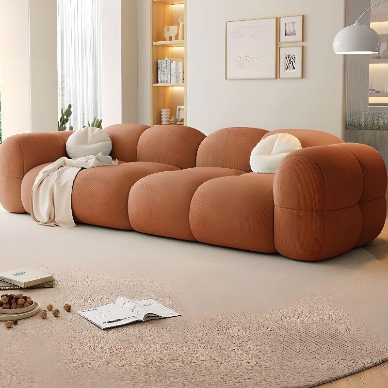 Modern Light Green/Cream/Citrus 4-Seater Standard Sofa with Solid Color Design - Perfect for Living Room, Lounge & Family Gatherings