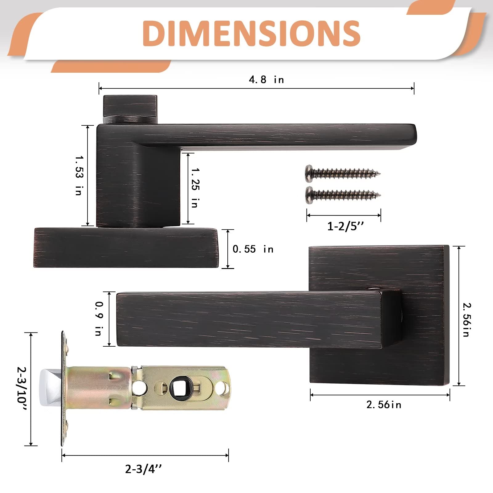 Oil Rubbed Bronze 2-Pack Entry Door Lever Lockset - Keyed Alike Front Door Handle Lock with Keyed Lever Set for Home Security | Perfect for Front Doors, Bedrooms & Office Spaces