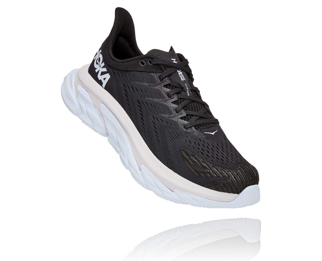 Hoka One One Men's Clifton Edge Running Shoes - Black/White - Size 9 | Lightweight Cushioned Road Running & Jogging Shoes for Men | Perfect for Marathon Training & Daily Workouts