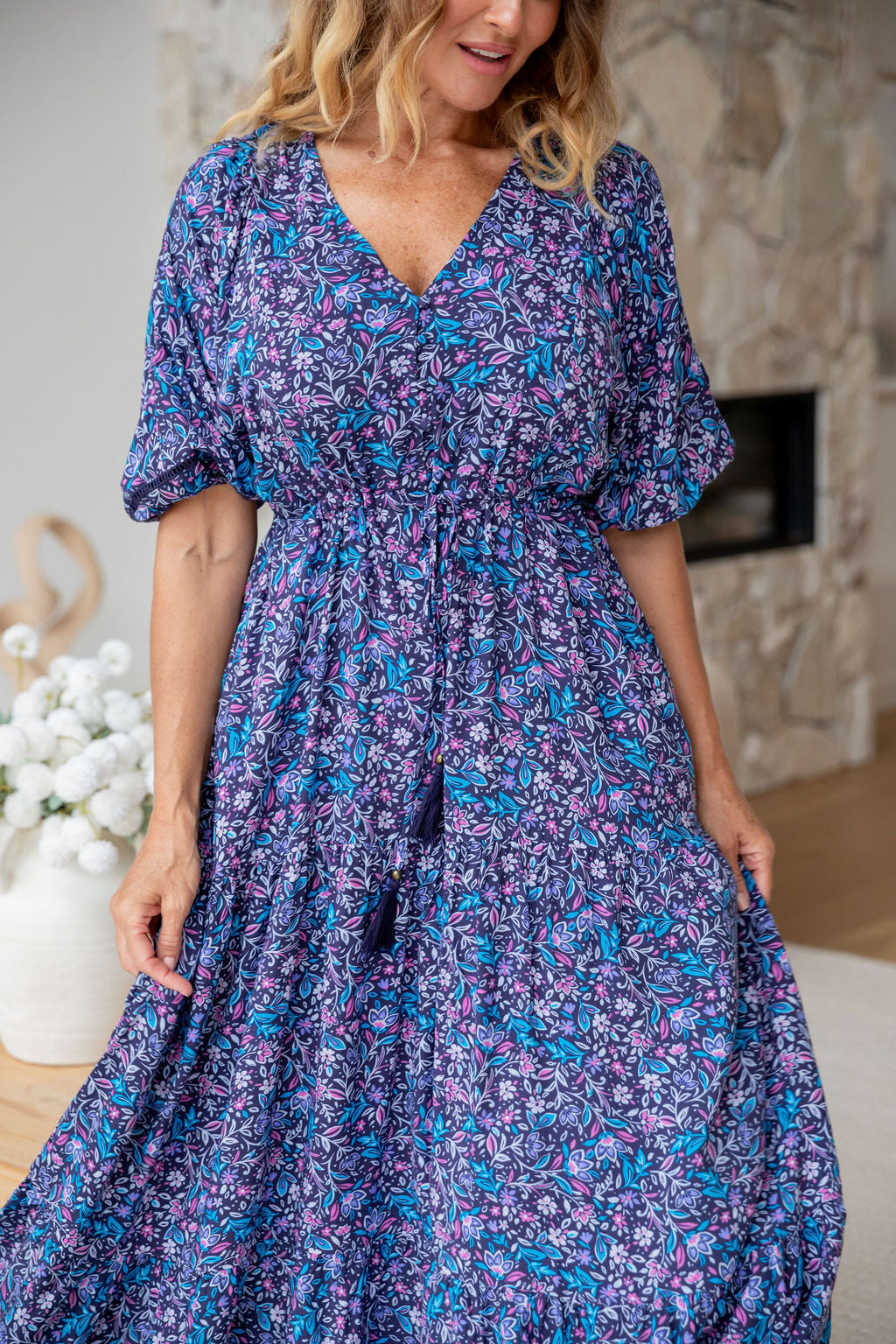 Addison Dress in Jasmine - Elegant Floral Summer Dress for Women | Perfect for Weddings, Parties & Casual Outings