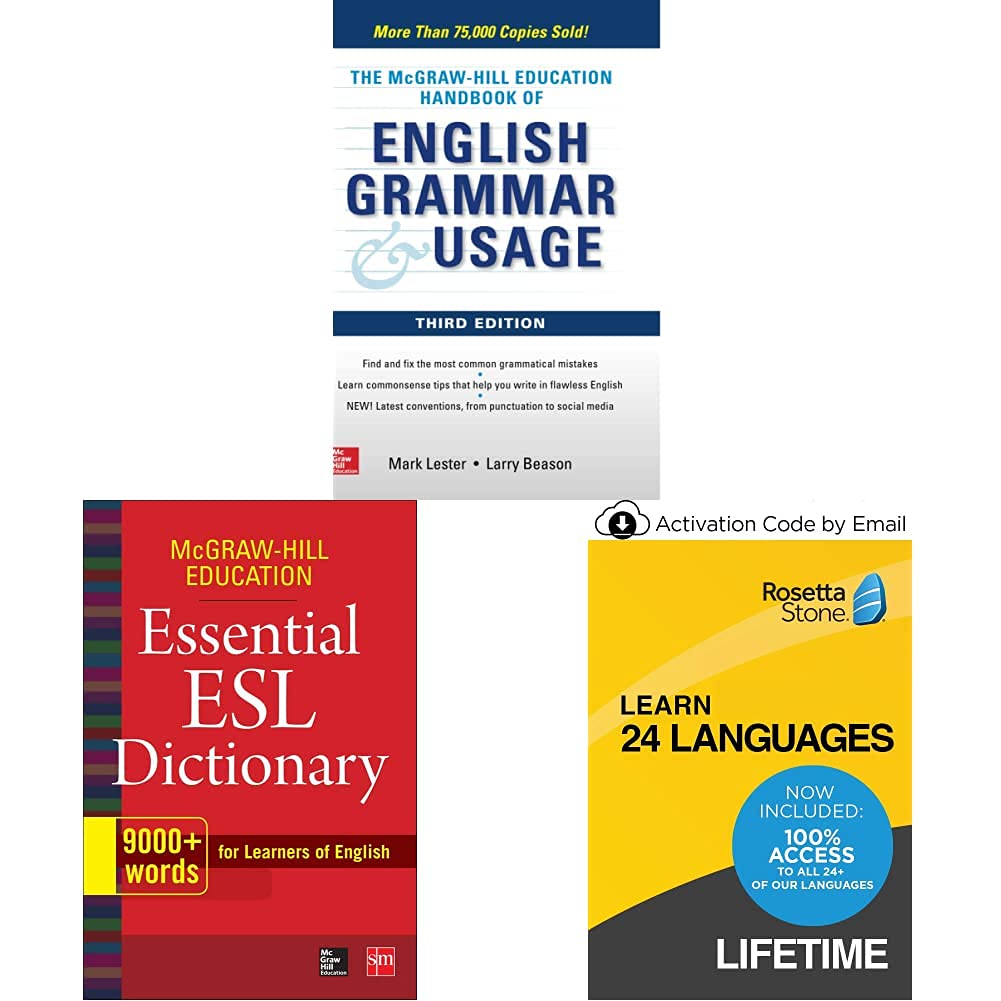 Rosetta Stone Learn English Bonus Pack Bundle - Lifetime Online Access, Grammar Guide & Dictionary Book Set | Digital Subscription + Physical Books for Language Learning at Home, Travel & Business