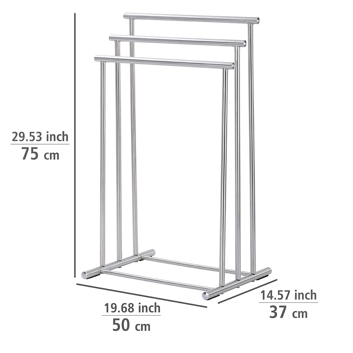 WENKO Stainless Steel Towel Rack & Clothes Stand - Silver, 37 x 50 x 76 cm - Space Saving Bathroom & Bedroom Organizer for Towels, Robes & Clothes