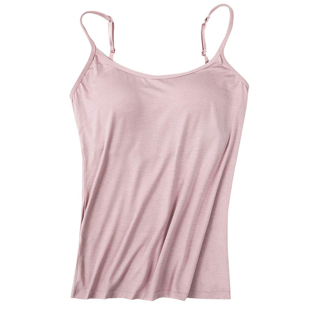 Women's Slim Fit Push Up Camisole Tops with Built-in Bra - Padded Cami Tank Tops for Everyday Wear & Layering | Perfect for Work, Date Night & Casual Outfits