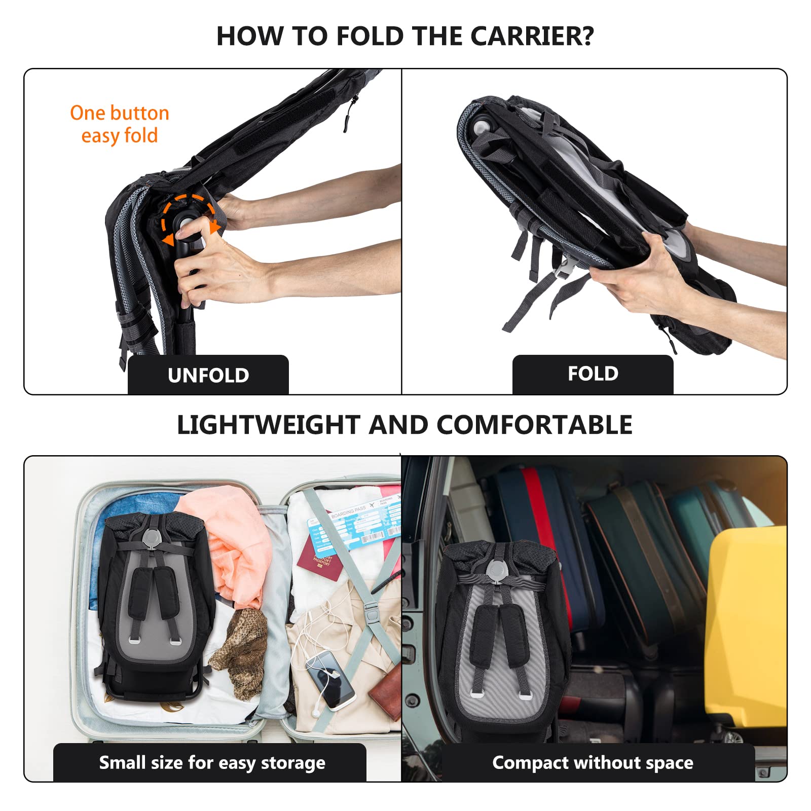Ergonomic Baby Carrier Backpack for Hiking & Travel - Adjustable Shoulder Strap, Sun Shade & Rain Cover - Supports 6 Months to 3 Years (Up to 40 lbs) - Perfect for Outdoor Adventures, Family Walks and Hands-Free Parenting
