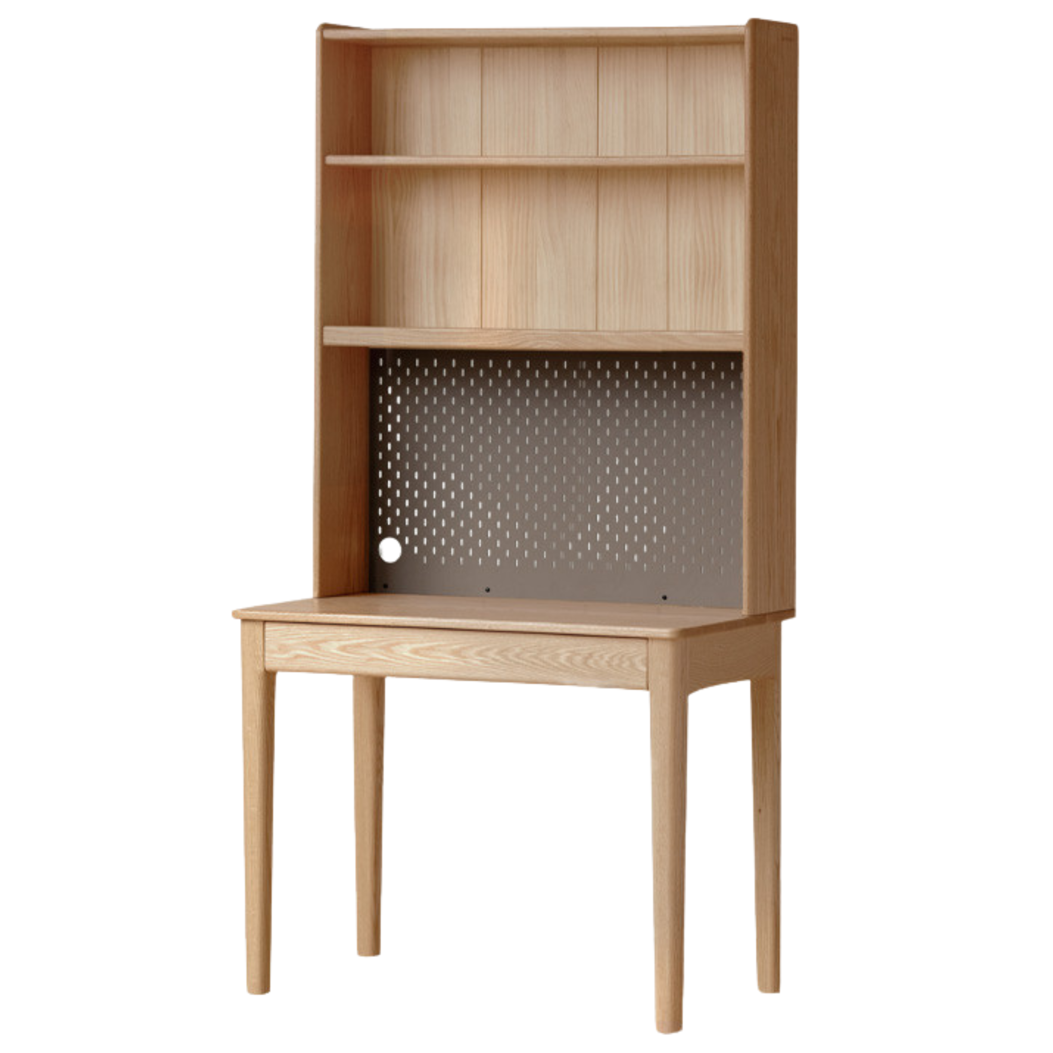 Modern Oak Solid Wood Desk with Bookshelf - Stylish Home Office Furniture for Workspace & Study Room Organization