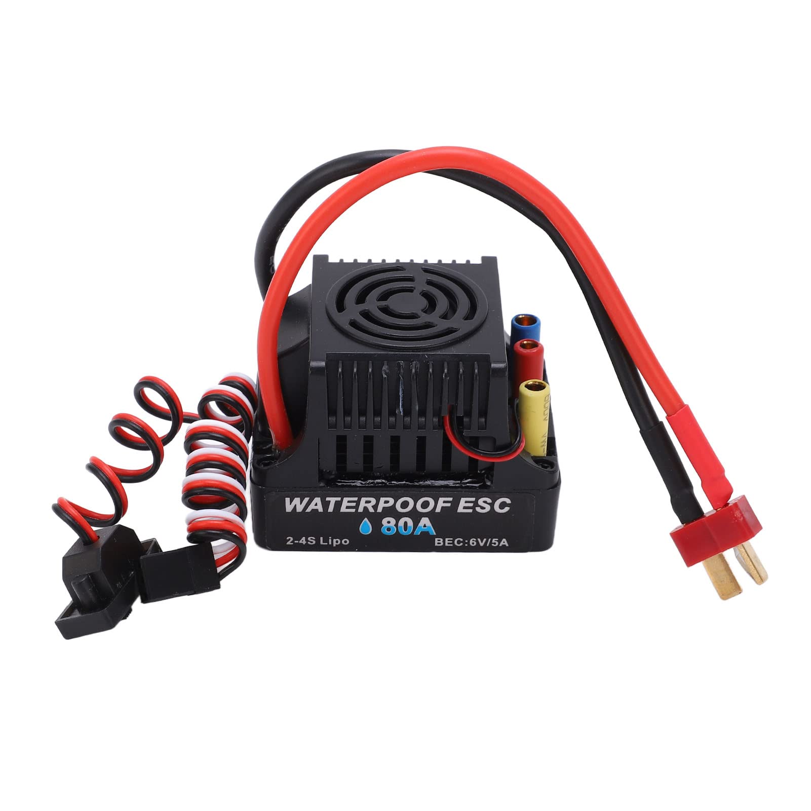 Astibym 1/8 Scale RC Car Brushless ESC 80A Waterproof - High Performance with Strong Braking & T Plug for DIY Repair | Perfect for RC Racing, Crawling & Off-Road Bashing