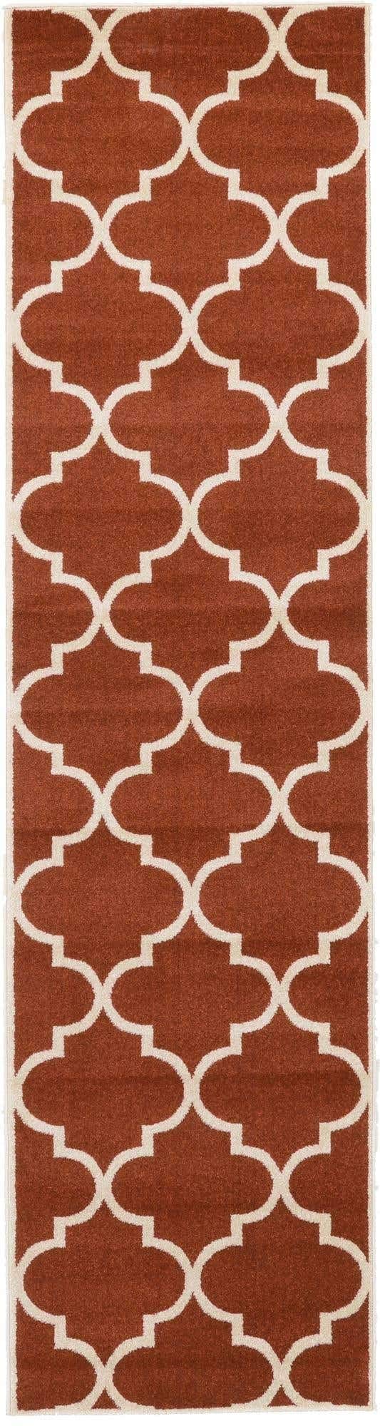 Unique Loom Trellis Collection Moroccan Lattice Rust Red Runner Rug 2'7