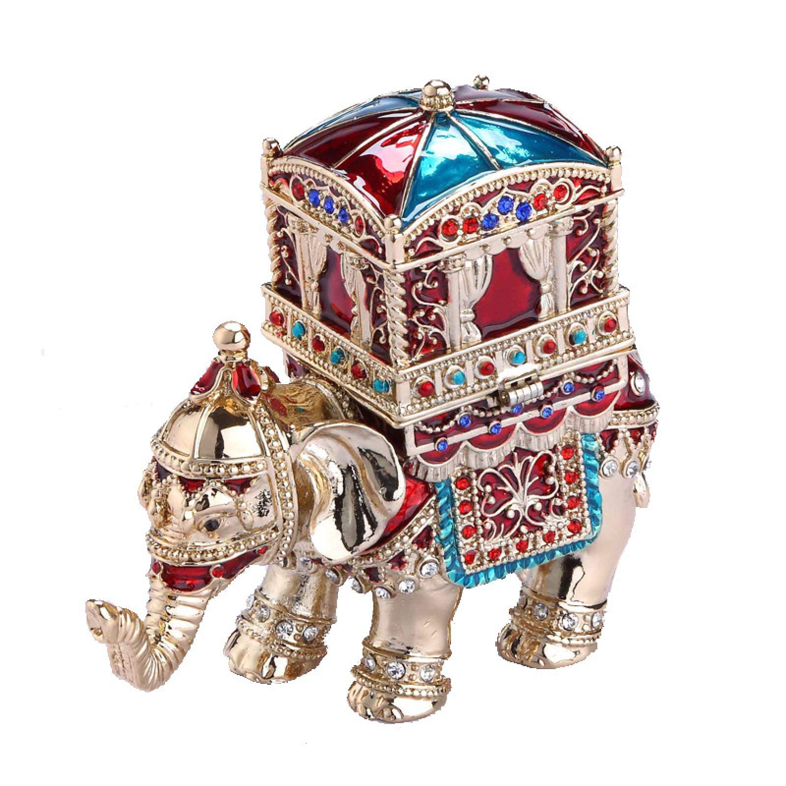 ZSQZJJ Abstract Elephant Jewelry Box - Creative Enamel Desk Decor & Travel Souvenir Gift for Home Office Decoration | Unique Handmade Elephant Statue for Women's Jewelry Storage