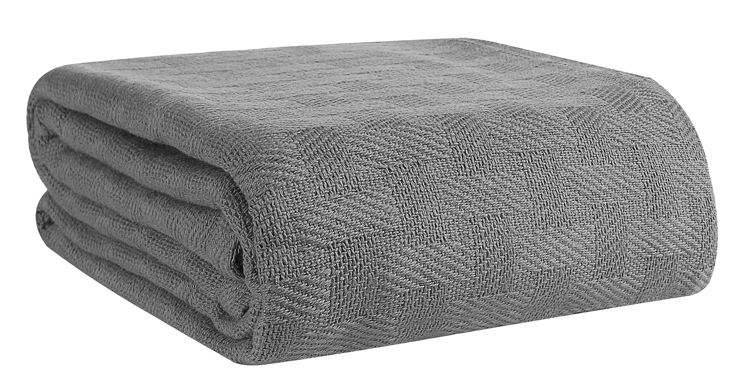 GLAMBURG 100% Cotton Breathable Thermal Blanket - Twin Size All-Season Bedding for Layering - Charcoal Grey - Ideal for Bedrooms, Dorms & Cozy Nights