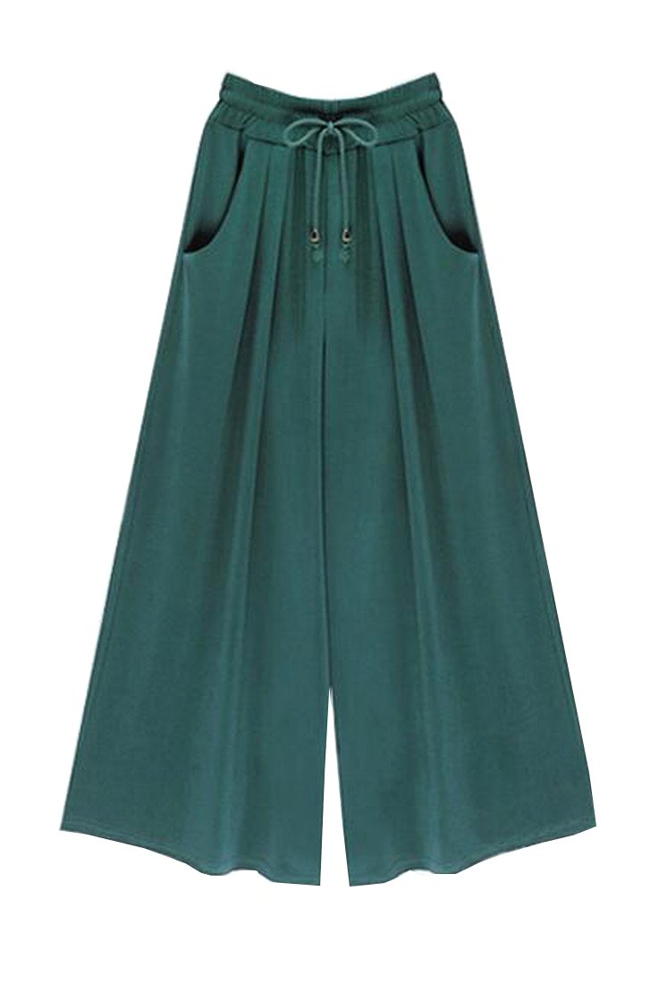 Women's Elastic Waist Wide Leg Palazzo Pants - Soft Stretch Capri Culottes for Casual Wear | Perfect for Office, Travel & Summer Outfits