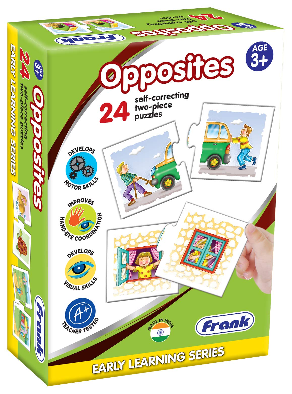Frank Opposites – 48 Piece Self-Correcting Puzzle Set (24 Pairs) - Early Learning Educational Jigsaw Puzzles for Kids Ages 3+ - Fun Matching Game with Images - Perfect for Preschool Classroom & Homeschool Activities