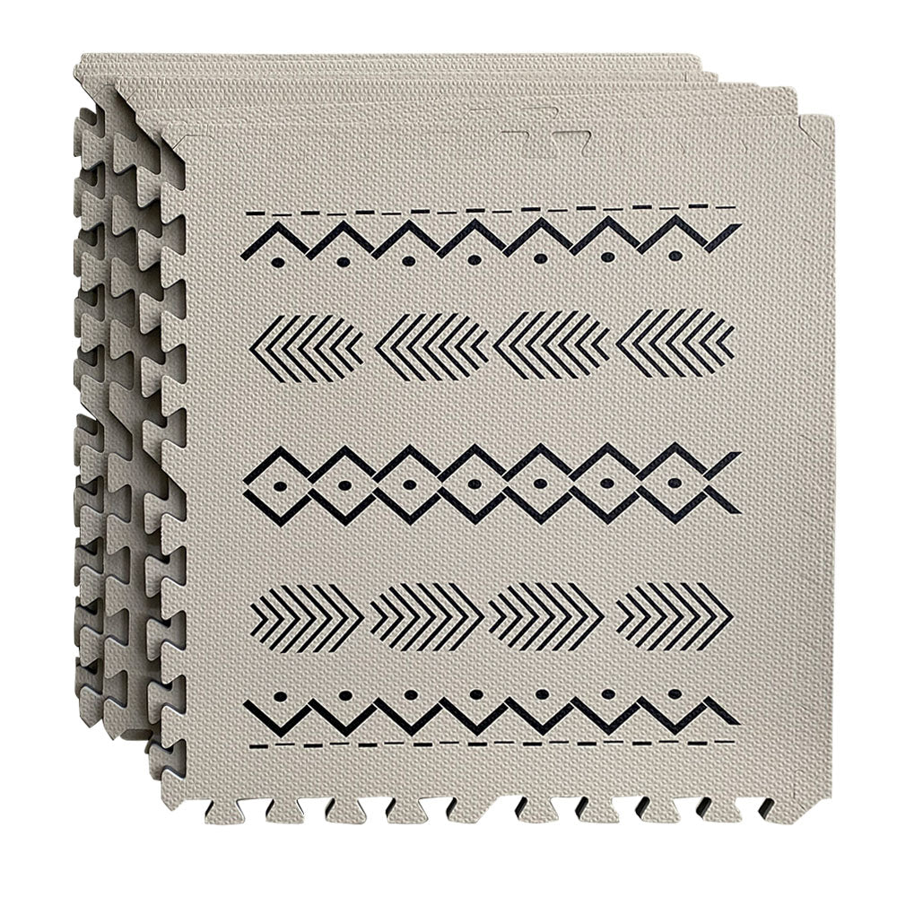 Non-Slip Tribal Design EVA Foam Puzzle Mat Tiles - Interlocking Floor Tiles for Kids Playroom, Gym, and Nursery - Soft & Durable Play Mat for Baby Crawling and Toddler Safety