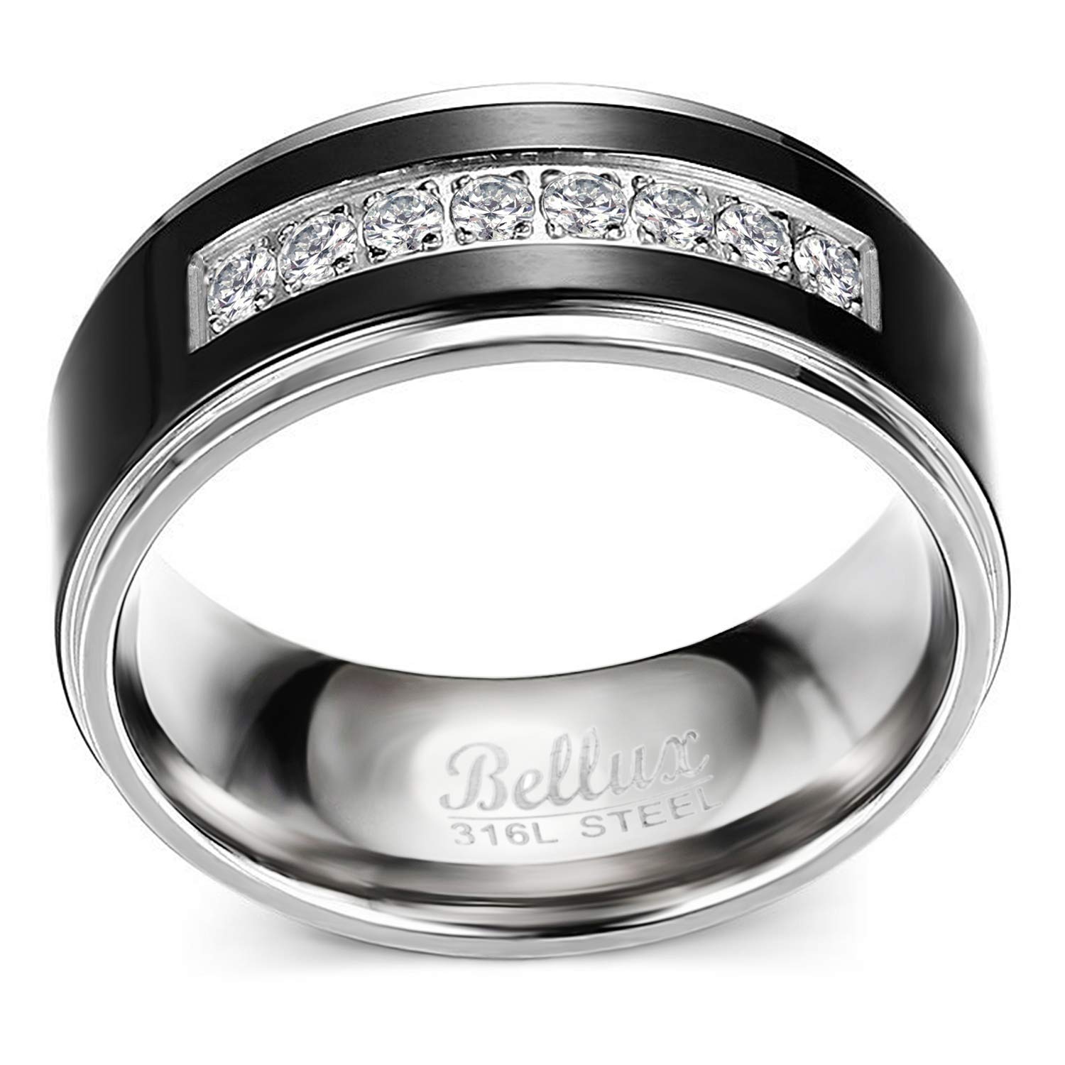 **Men's Wedding Bands & Promise Rings - Stainless Steel Comfort-Fit Engagement Ring for Him in Silver & Black - Perfect for Proposals, Anniversaries & Gifts**