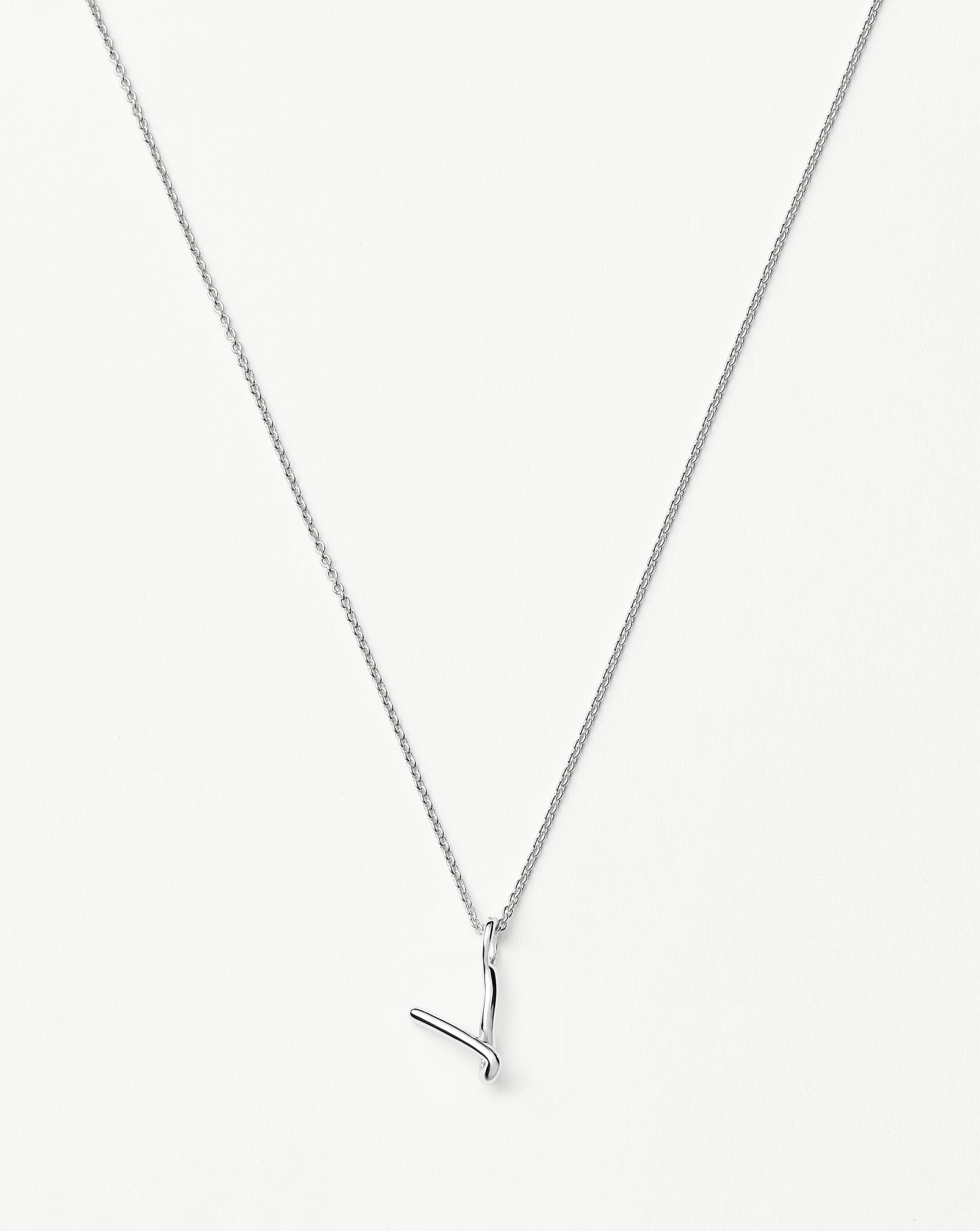 Curly Molten Mini Initial Necklace - Sterling Silver Personalized Jewelry for Women | Perfect Gift for Birthday, Anniversary & Valentine's Day