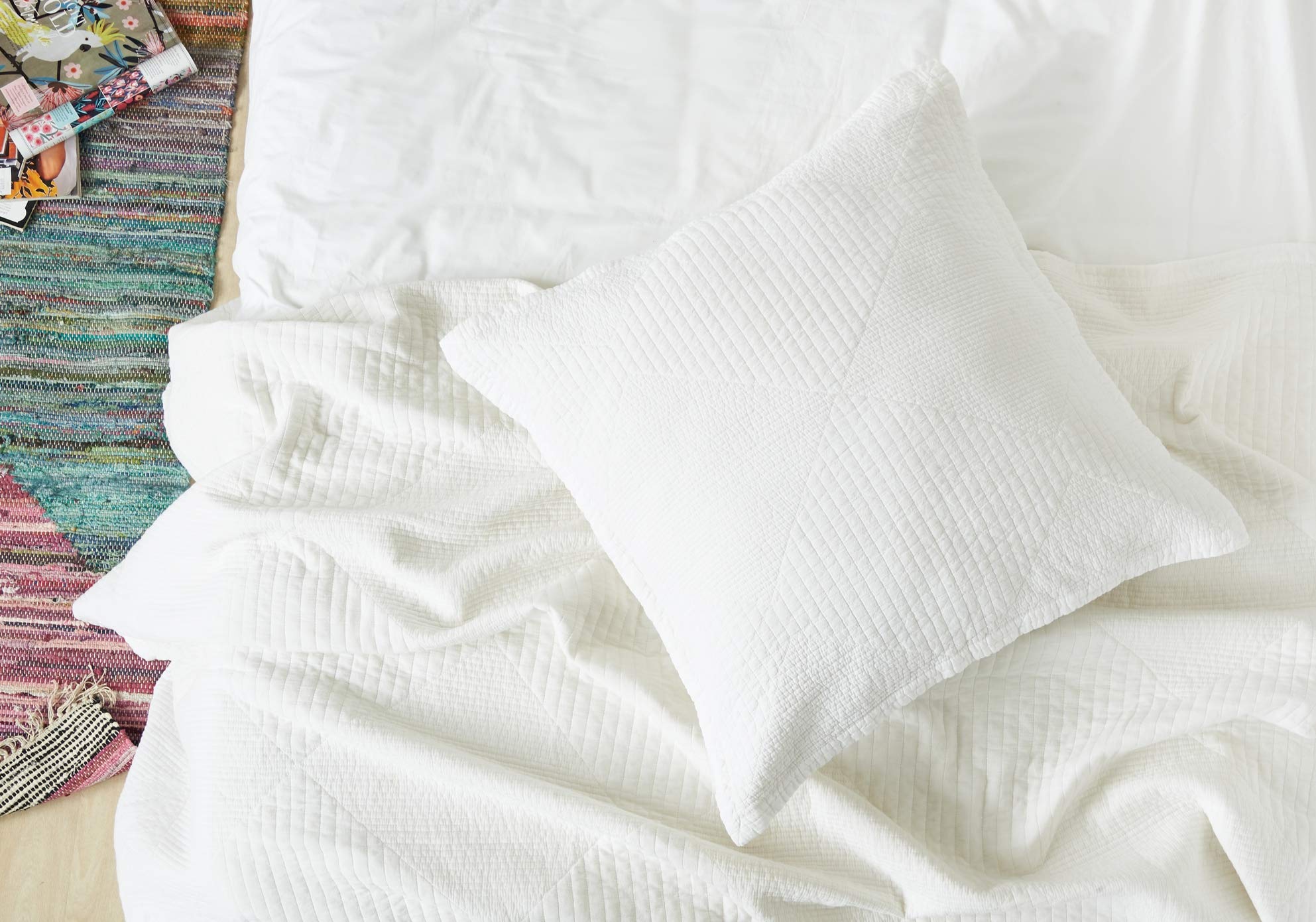 Carol & Frank Graham White Queen Quilt Set - Full/Queen Size Luxury Bedding for Cozy Bedrooms & Guest Rooms | Soft Breathable Cotton Comforter for All Seasons