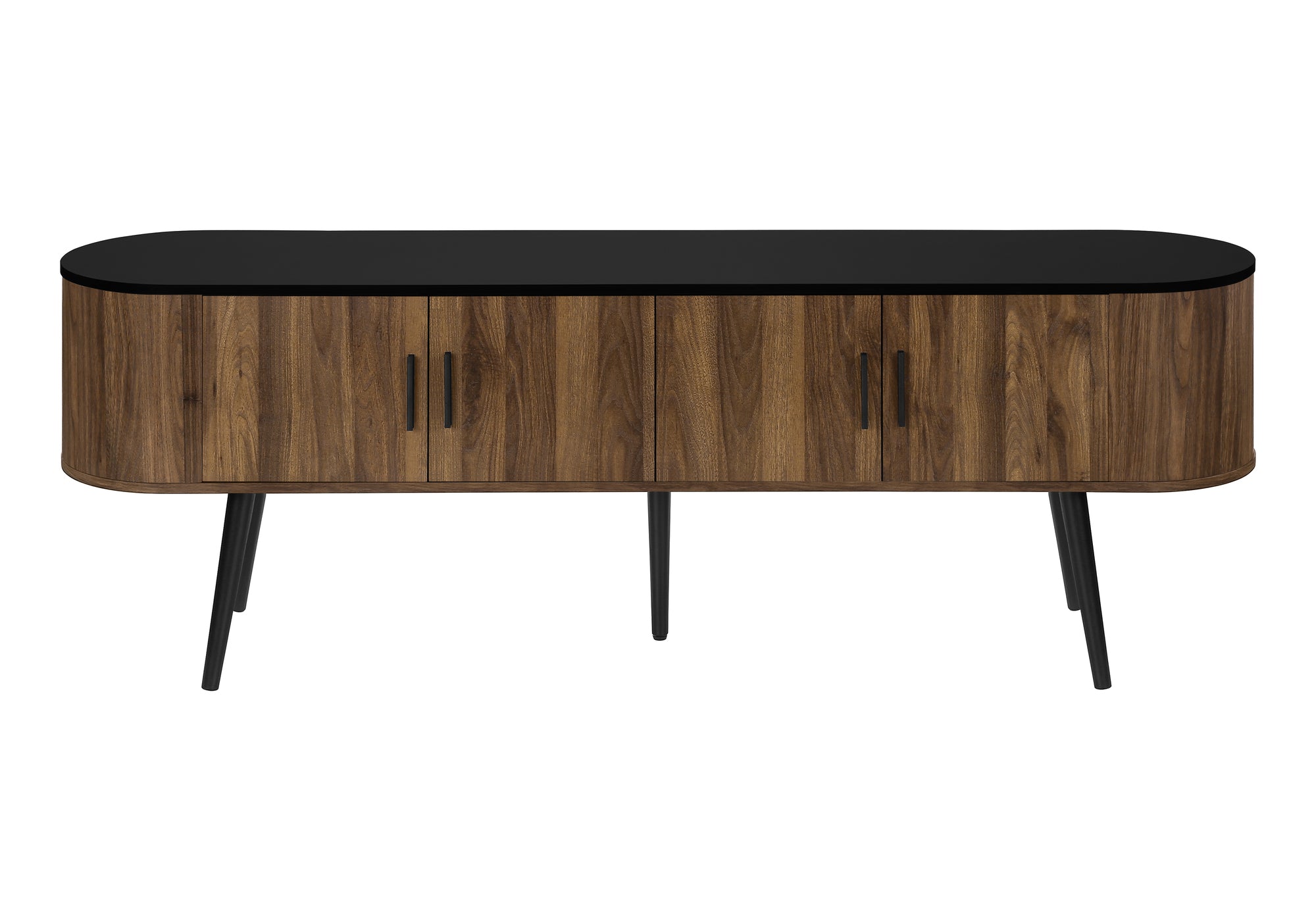EleganceMax 72 Inch TV Stand - Mid Century Modern Entertainment Center with Walnut & Black Laminate - Perfect for Living Room, Home Theater & Media Storage