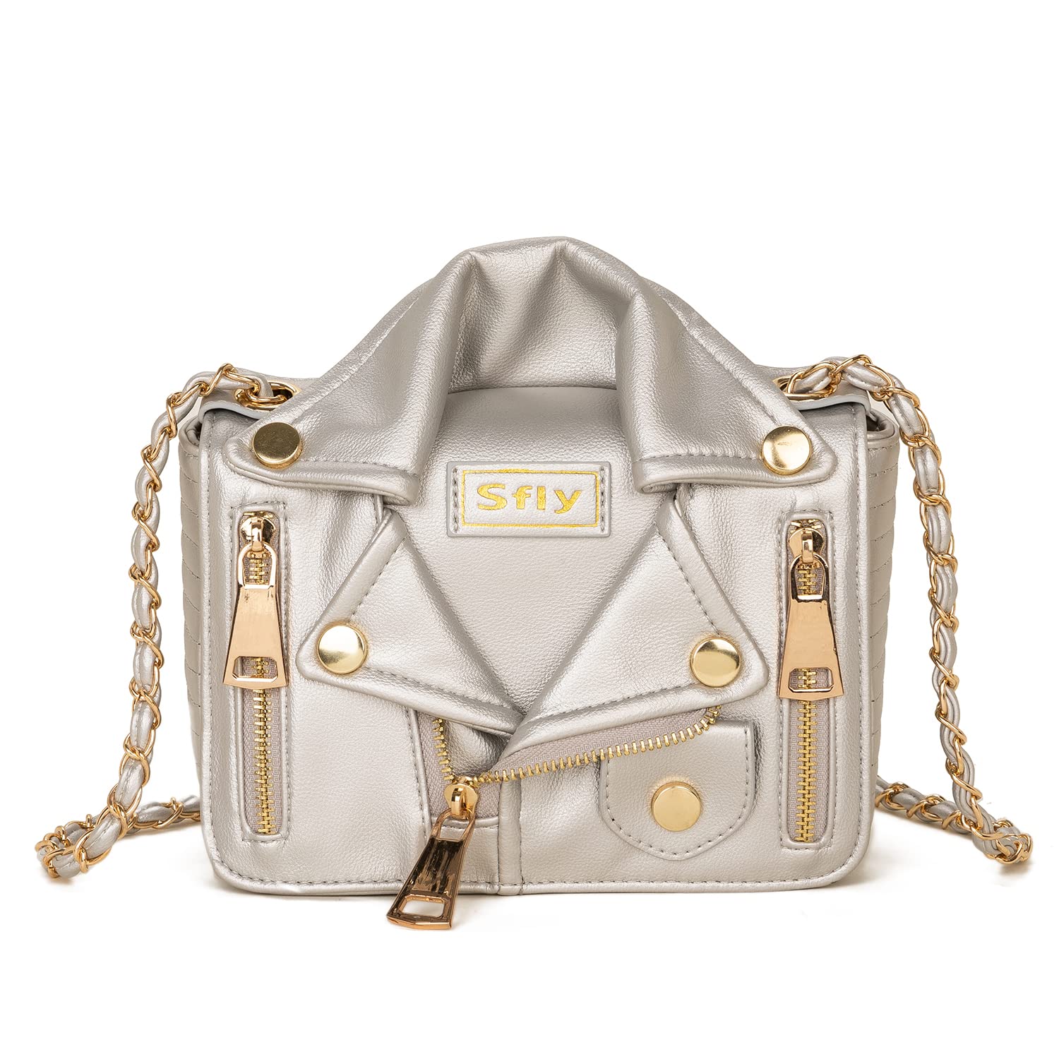 Women's Leather Satchel Bag with Chain Strap - Crossbody Shoulder Purse for Ladies, Evening Clutch Handbag, Unique Cute Jacket Bag - Perfect for Work, Date Night & Special Occasions