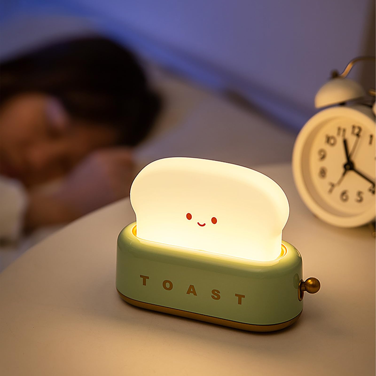 Voltiorbit Toast Night Lamp - Rechargeable LED Toaster Night Light with Timer & Brightness Control - Cute Kids Bedroom Decor - Perfect Gift for Teens, Boys & Girls (Yellow) - Ideal for Bedtime Reading, Nursery Room Lighting & Cozy Atmosphere Creation