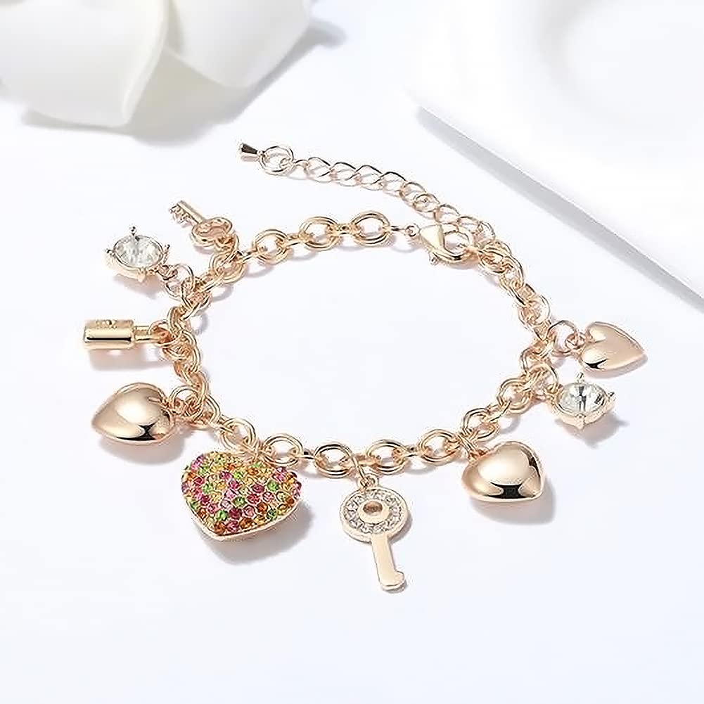 SILANER 14K Gold Plated Chain Link Bracelet for Women - 7