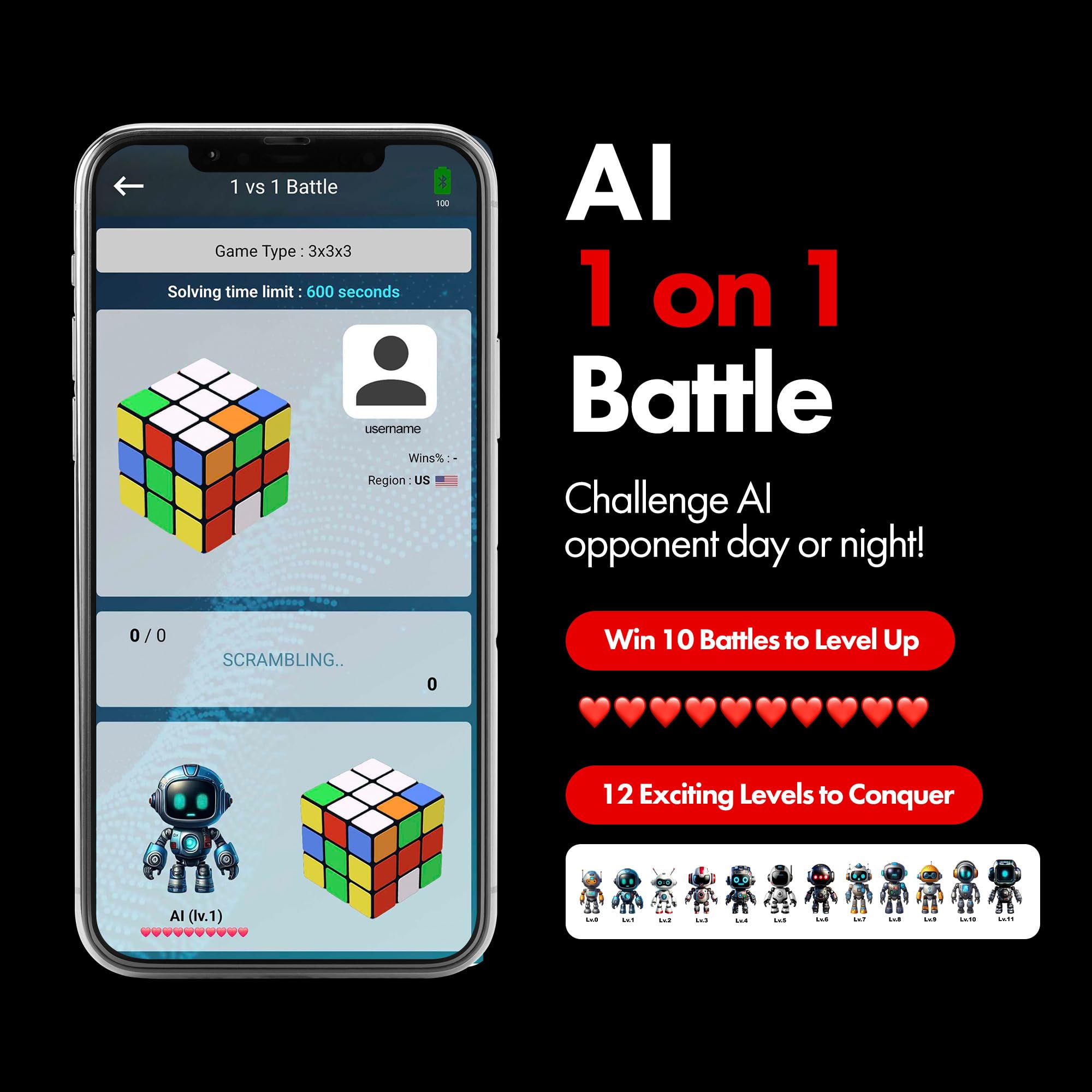 AI Robot Cube & Smart Cube - Self Scrambling STEM Puzzle Cube with 10 Challenge Modes | Self Solving Speed Cube with Music | Perfect STEM Gift for Kids, Teens & Adults | Great for Brain Training, Classroom Learning & Family Game Nights