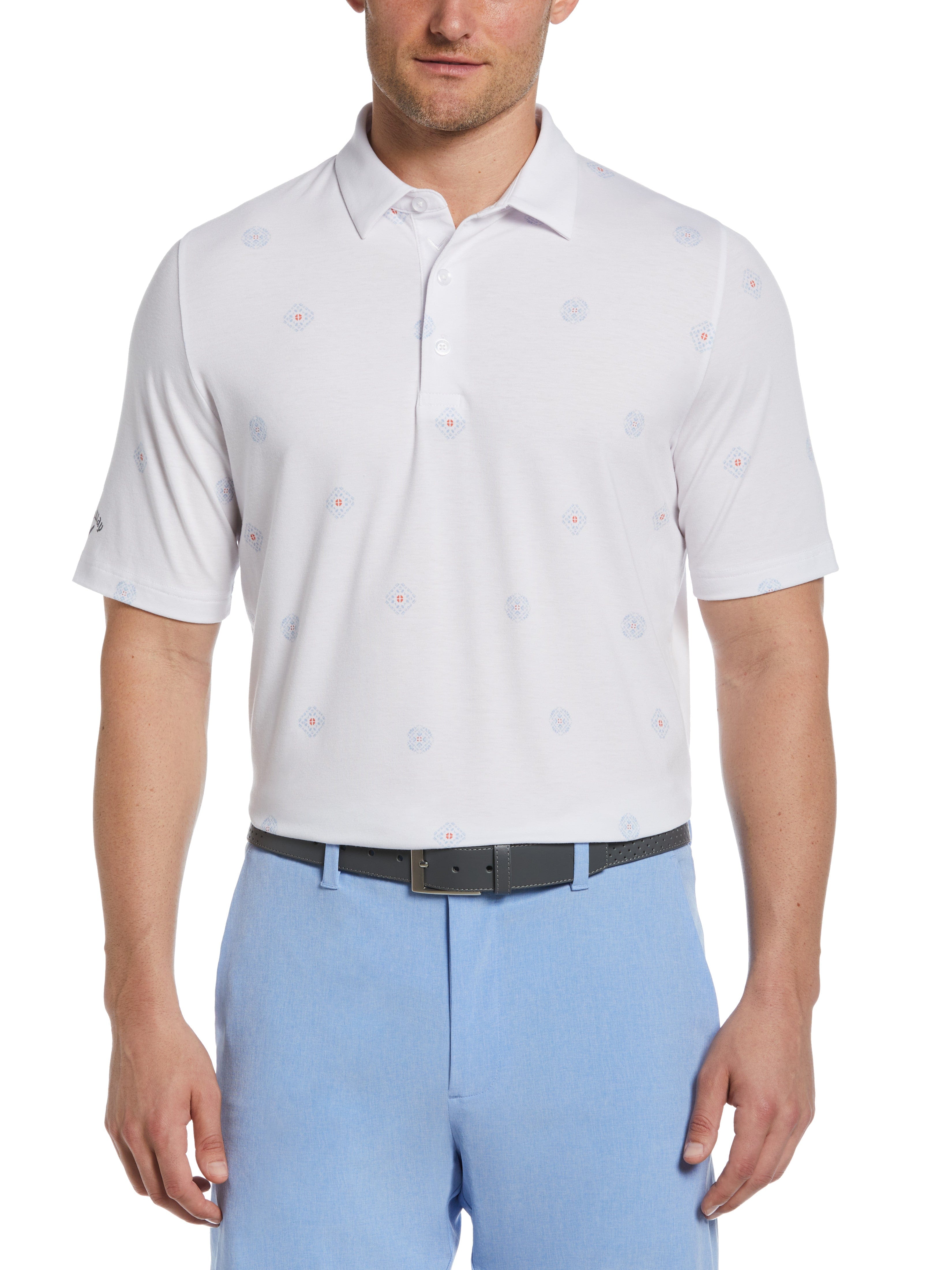Men's Stylish Foulard Print Golf Polo Shirt - Breathable & Moisture-Wicking for Golf, Casual Wear & Outdoor Activities