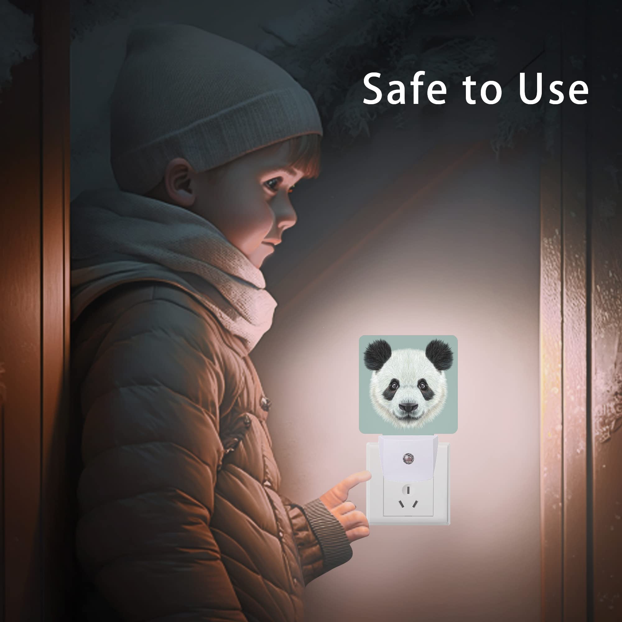 Cute Panda Night Light - 0.5W LED Plug-in Wall Nightlight with Dusk to Dawn Sensor | Asian Bear Shaped Nursery Light for Kids Bedroom, Hallway, Stairway | Perfect for St Patrick's Day Decor & Cozy Nighttime Ambience