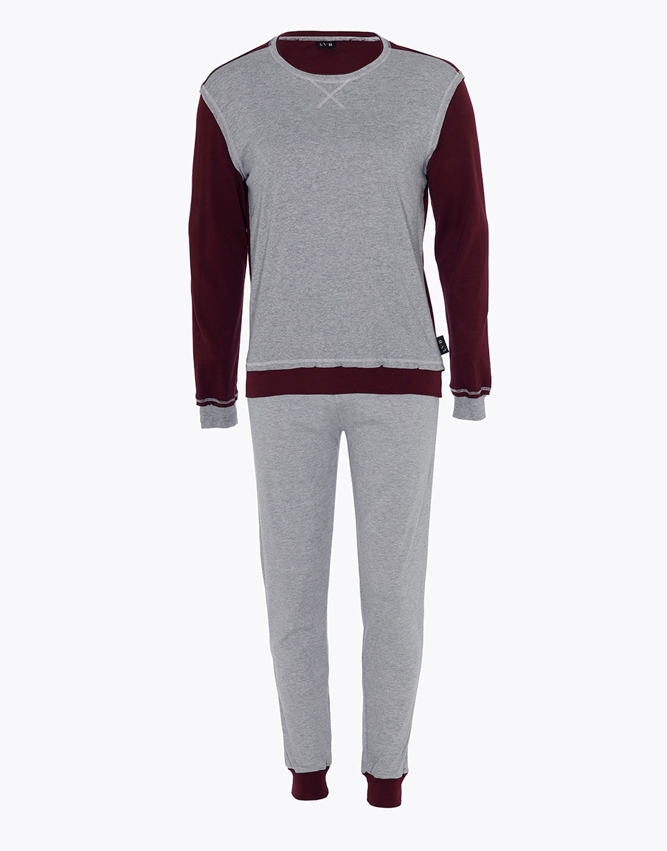 Men's Gray Long Pajama Set - Soft & Comfortable Sleepwear for Relaxing at Home or Lounging