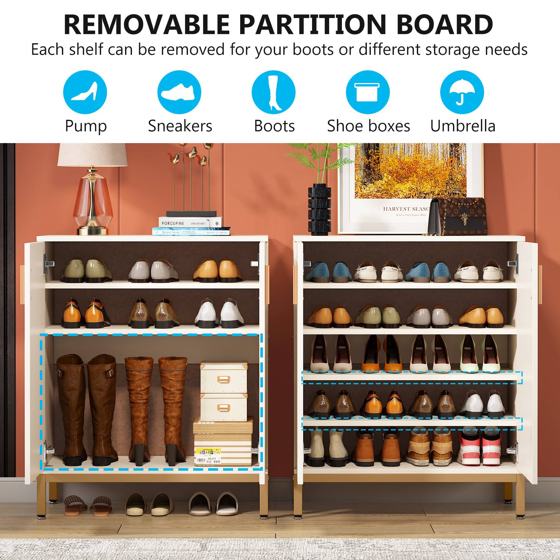 5 Tier Shoe Cabinet Organizer - Sturdy 20 Pair Entryway Shoe Rack with Adjustable Shelves for Hallway, Closet & Bedroom Storage