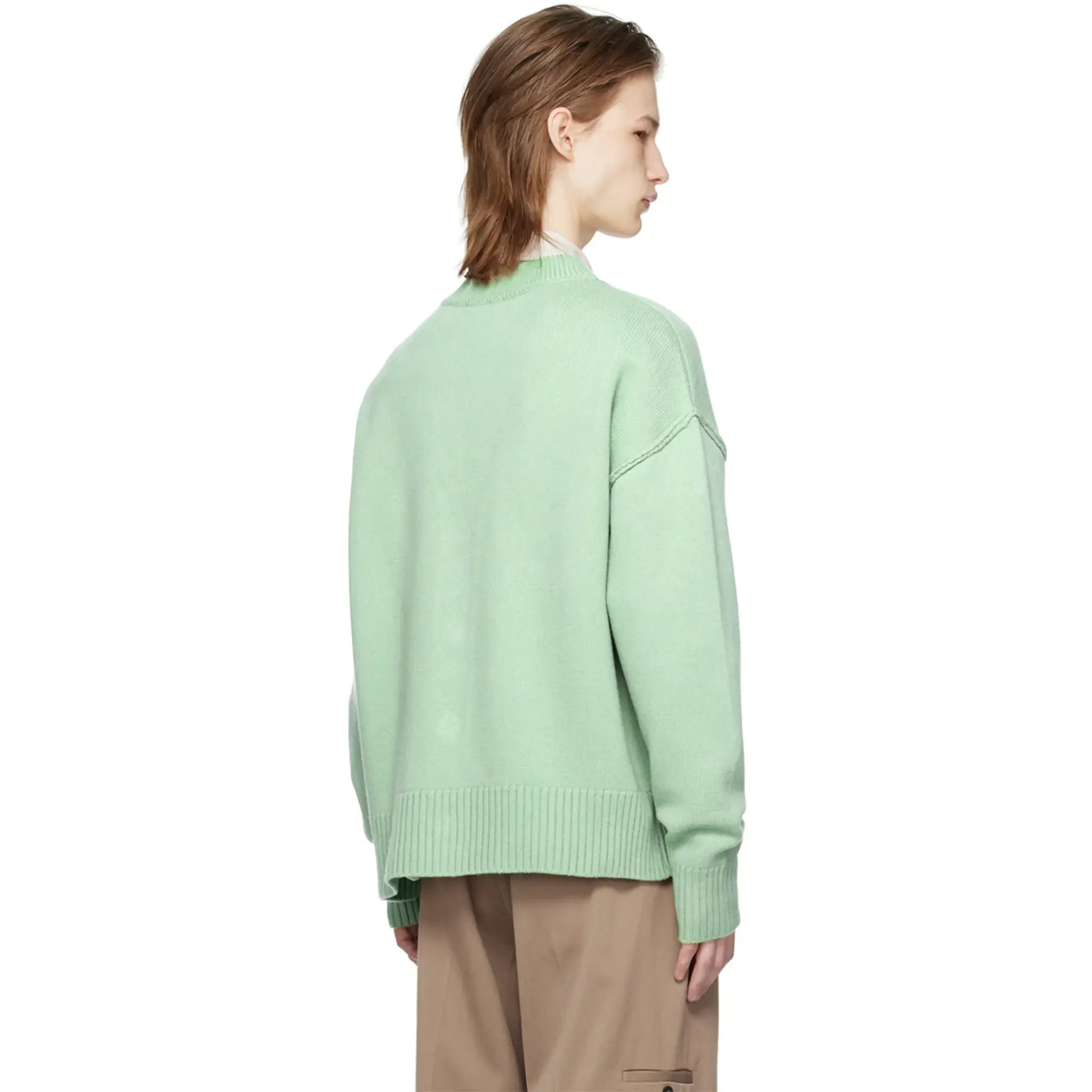Ami Paris Ami De Coeur Green Cardigan for Women - Soft Knit Sweater | Casual & Office Wear | Perfect for Fall & Winter Outfits